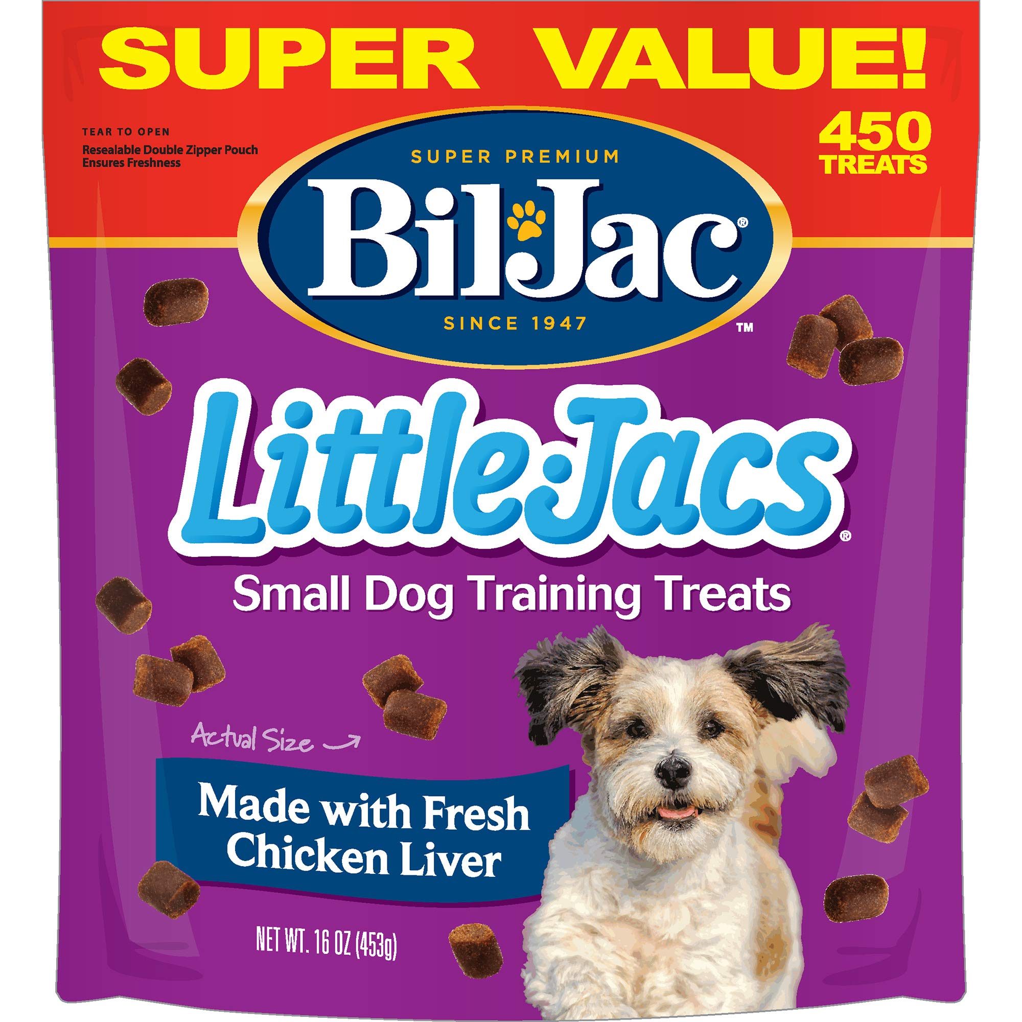Bil-Jac Little Jacs Small Dog Training Treats - Soft Chicken Liver Dog Treats for Puppy Rewards - Real Chicken, No Fillers, 16oz