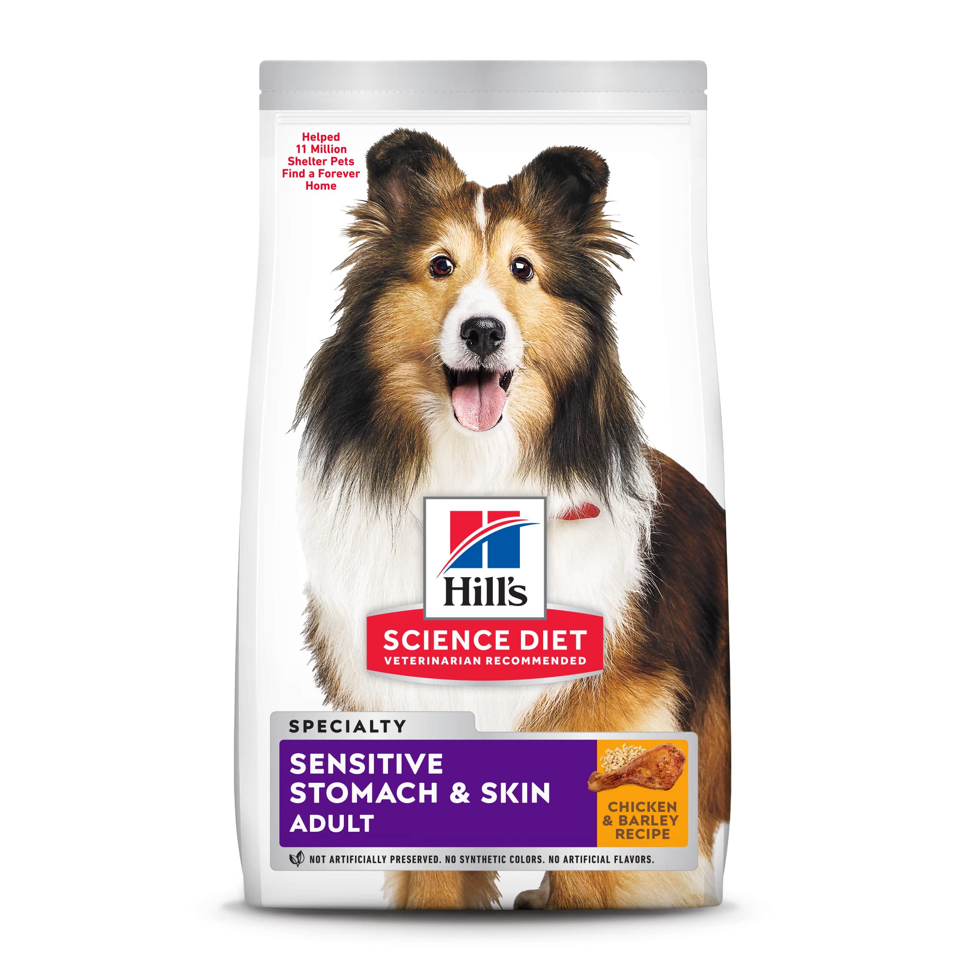 Hills Science Diet Sensitive Stomach & Skin, Adult 1-6, Stomach & Skin Sensitivity Support, Dry Dog Food, Chicken Recipe, 15.5