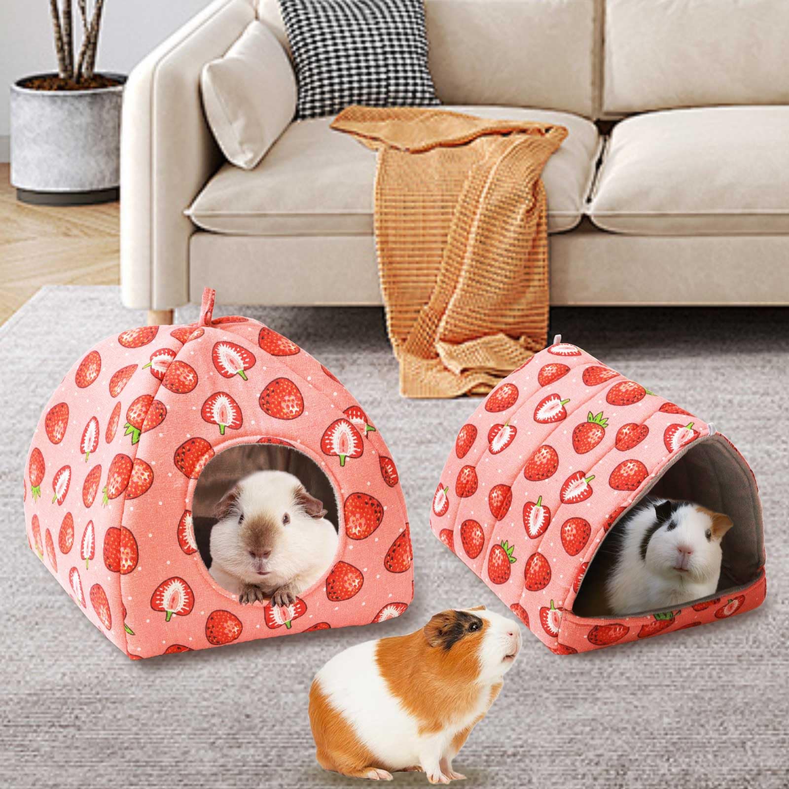 Jspyfits Guinea Pig Hideout, 2 Pack Guinea Pigs House Set Rabbit Bed, Guineapigs Houses Rabbit Hideout For Small Animal Bunny/Ra