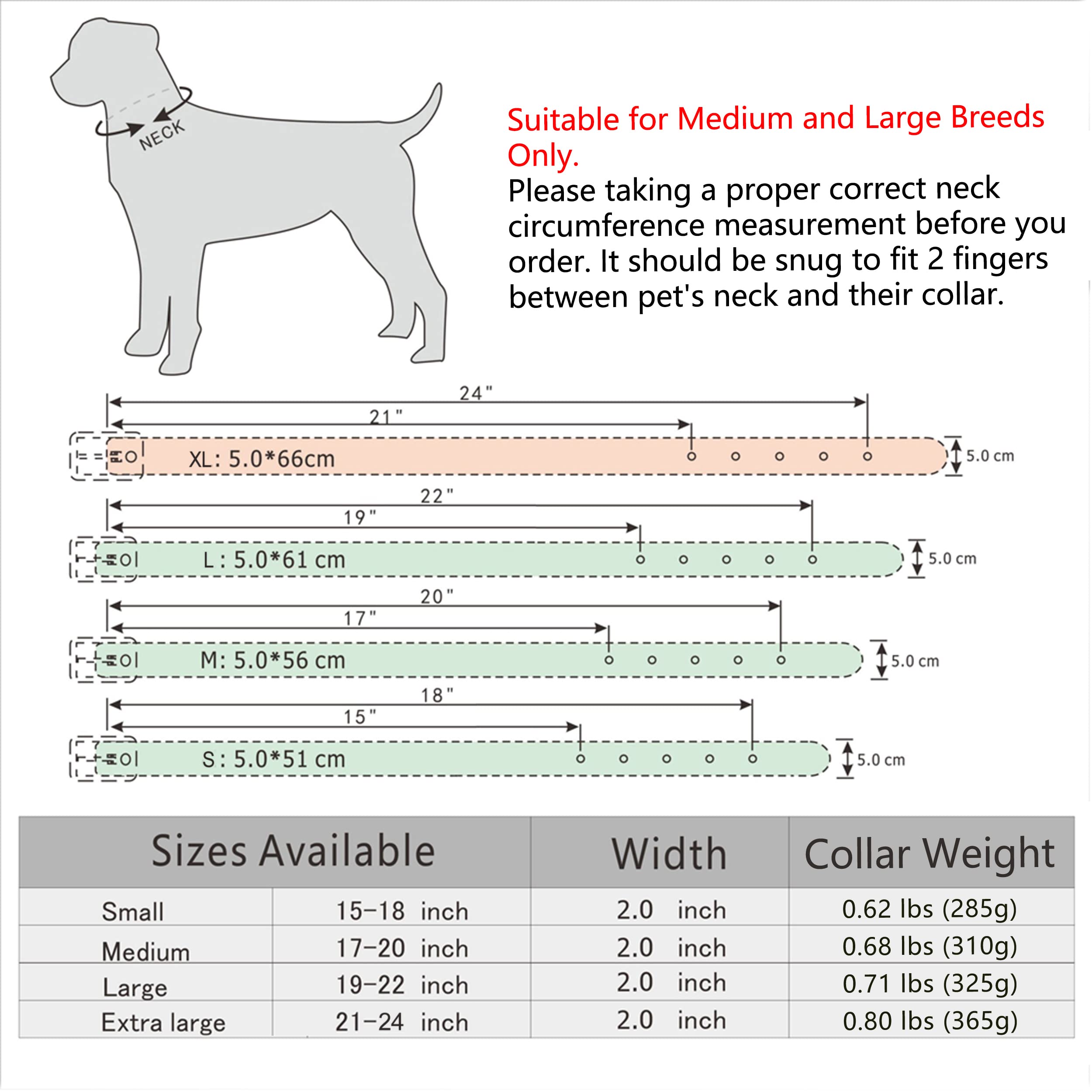 Berry Pet Sharp Spiked Studded Dog Collar - Stylish Leather Dog Collars - 2 Inch In Width Fit For Medium & Large Dogs - Such As Pitbull Mastiff - Black Rivets & Black Leather,21-24'