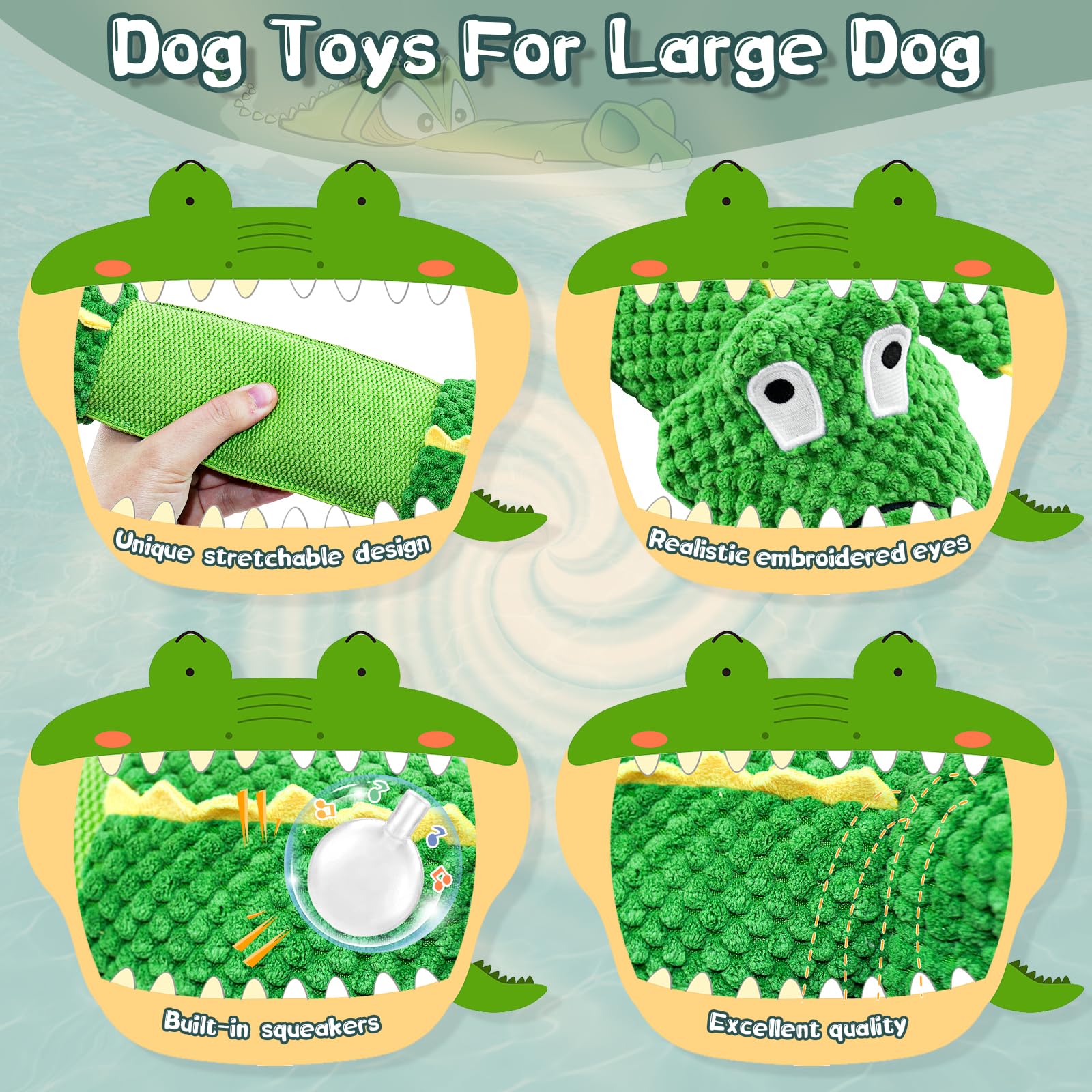 Wowbala Large Dog Toys: Squeaky Plush Chew Toys - Tough Tug Of War - Interactive For Puppies To Large Breeds