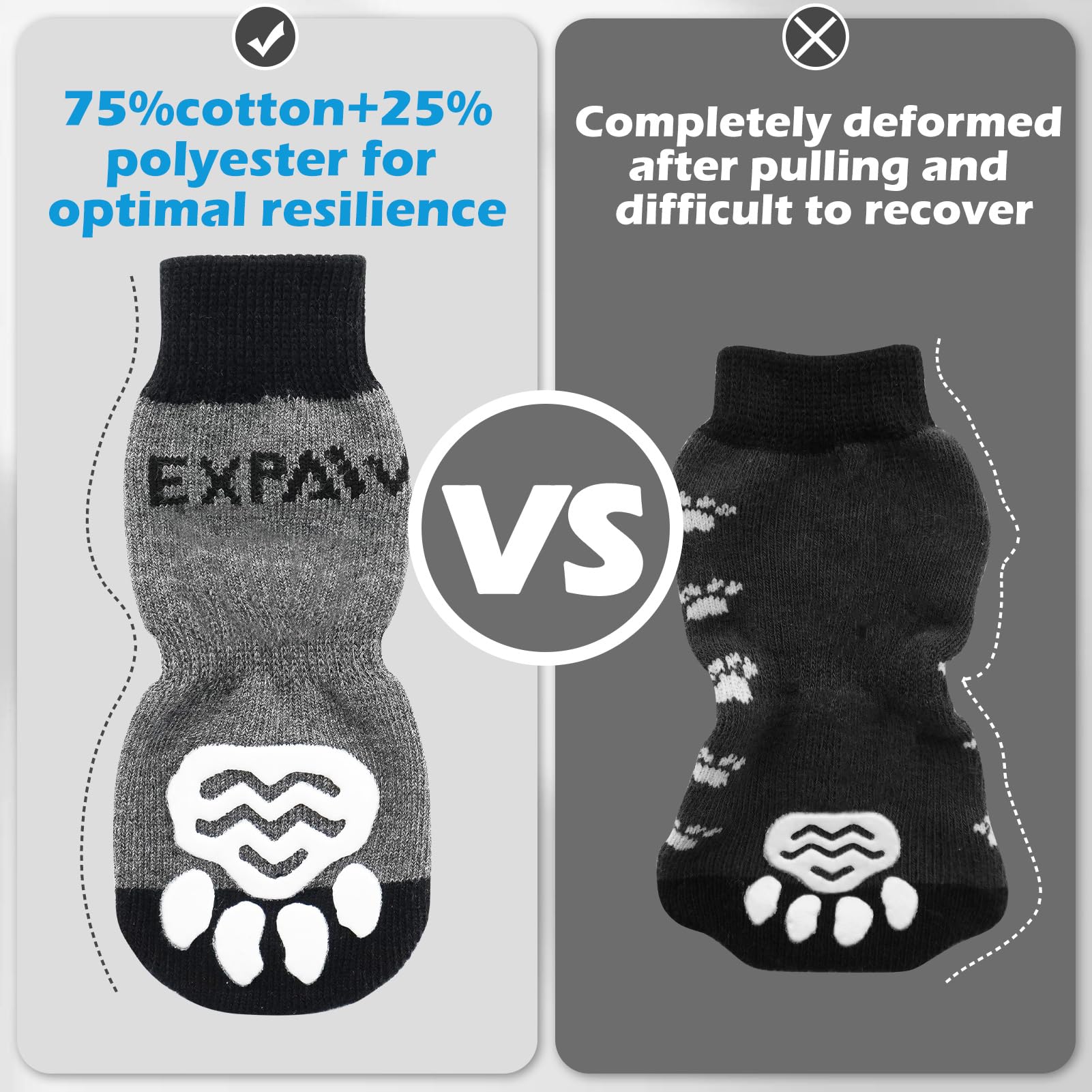 Expawlorer Anti-Slip Dog Socks-Double Sides Grips Traction Control On Hardwood Floor,Dog Shoes For Hot/Cold Pavement,Best Paw Pr