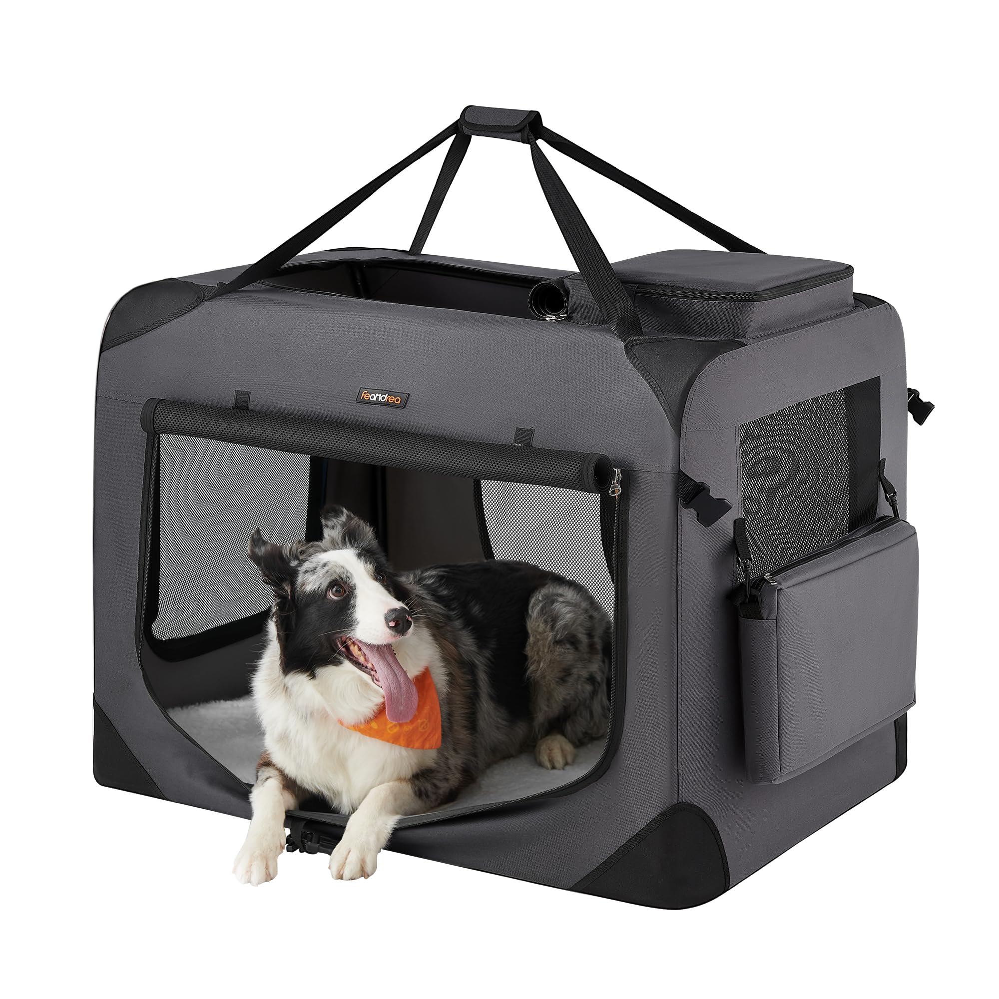 Feandrea 36 Inches Collapsible Soft Dog Crate, Portable Travel Dog Crate for Indoor and Outdoor Use, Dog Carrier Kennel with Saf
