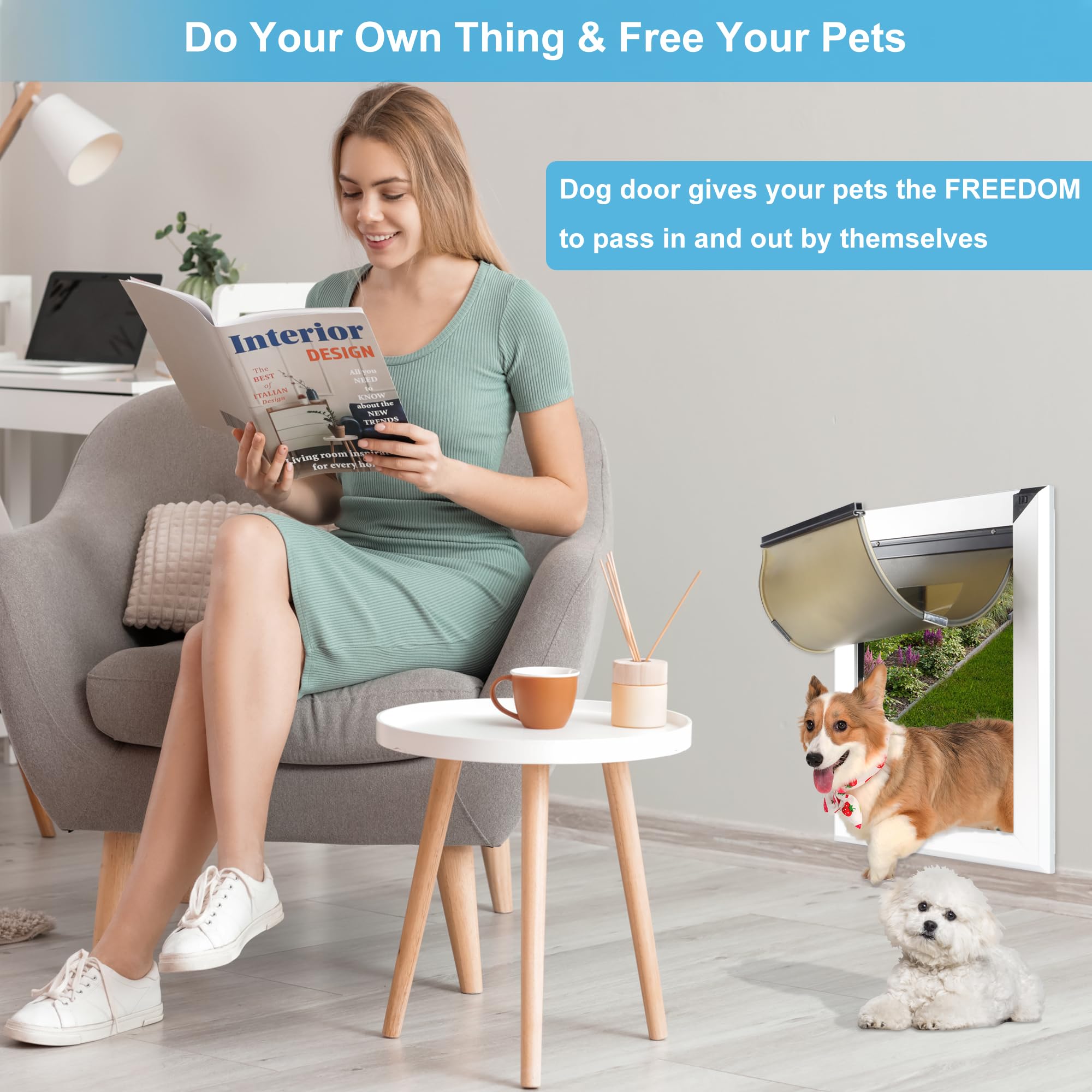 Haniml Aluminum Medium Dog Door For Interior Exterior Walls Heavy Duty Aluminum Doggy Door With Telescoping Tunnel Energy Effici
