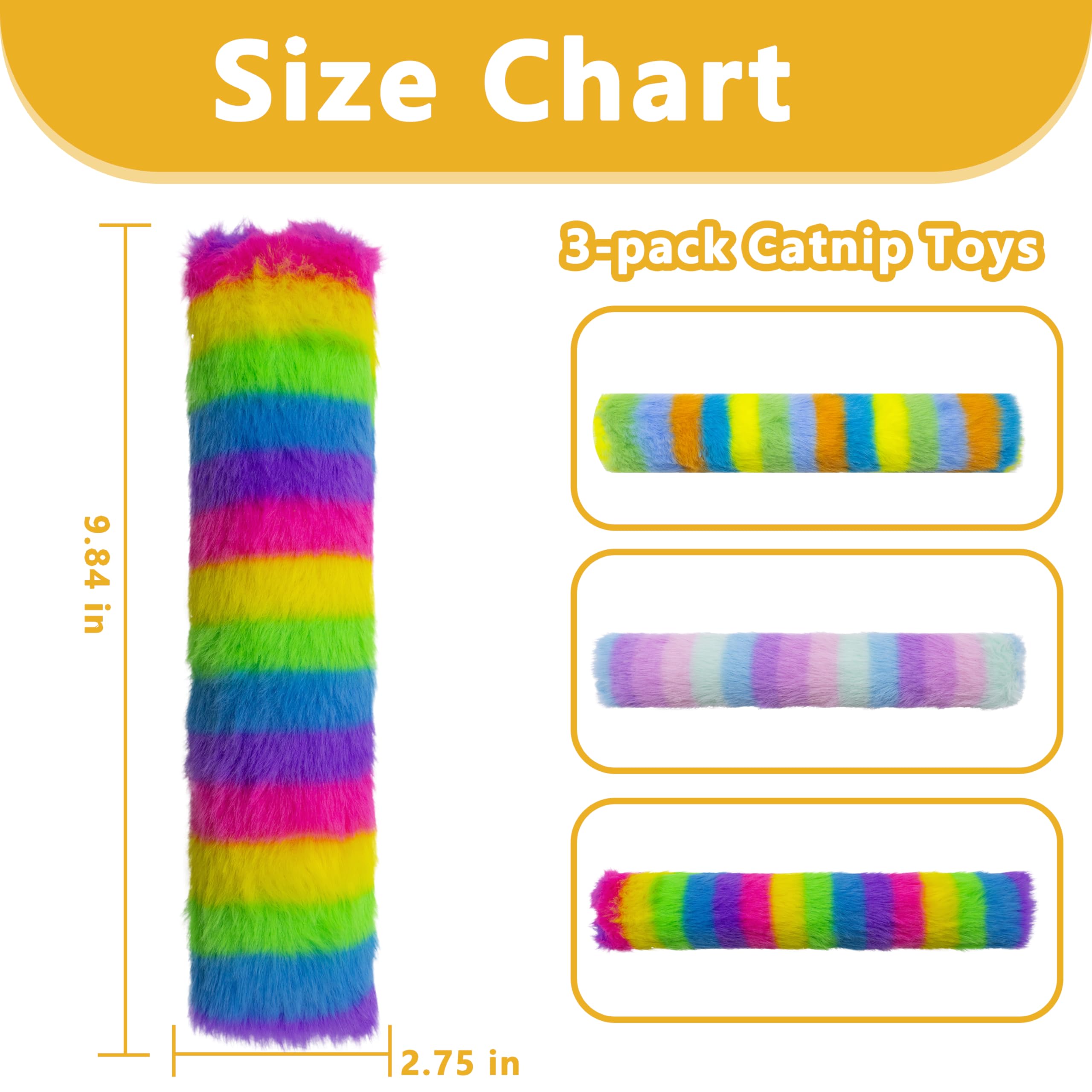 Maiiu 3 Pack Catnip Toys, Soft & Durable Cat Pillows, Crinkle Sound Catnip Toys, Indoor Interactive Cat Kicker Toys, Companion T