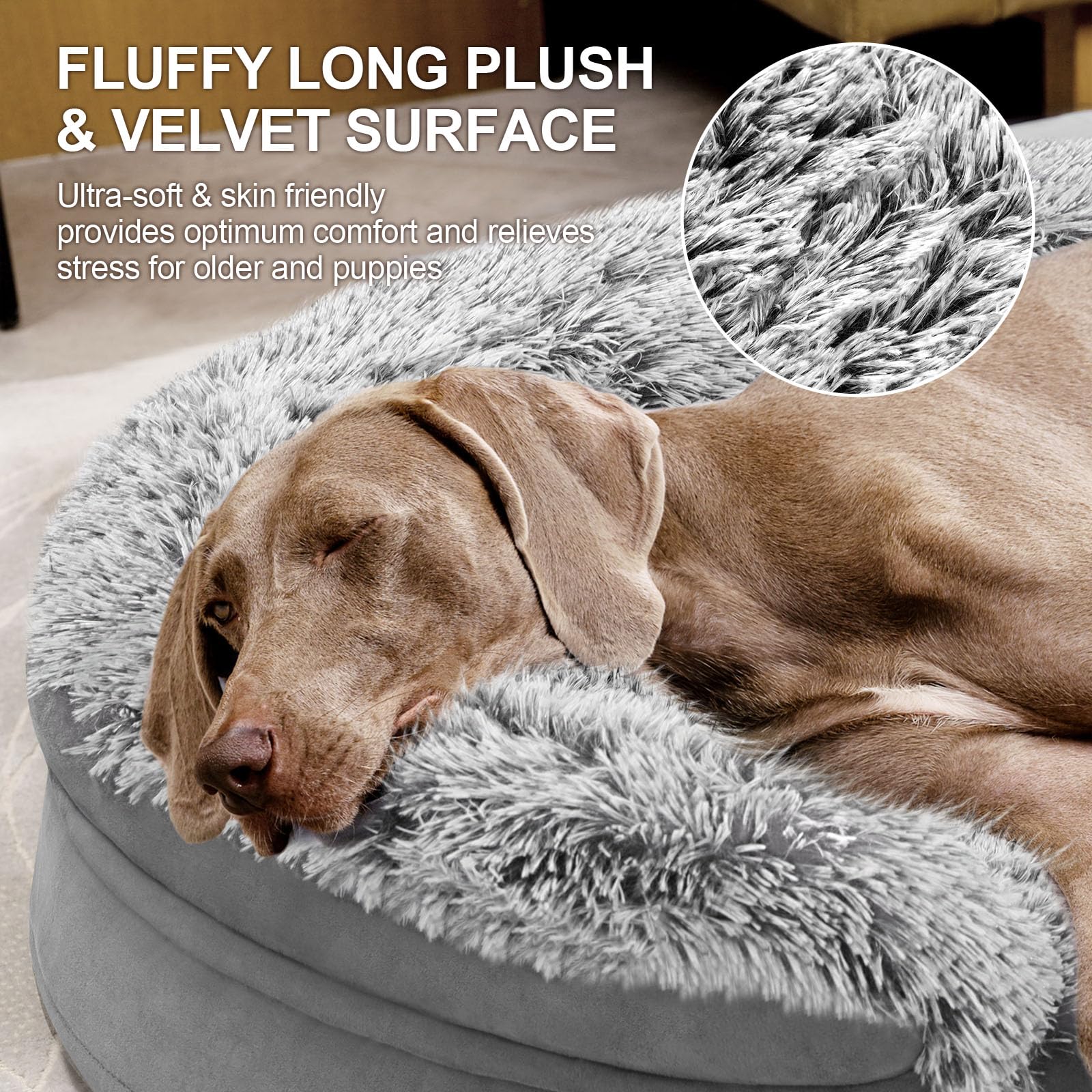 3.7 Inch Thickened Orthopedic Dog Beds For Extra Large Dogs, Supportive Dog Sofa Bed With 28D Egg-Crate Foam, Removable Washable
