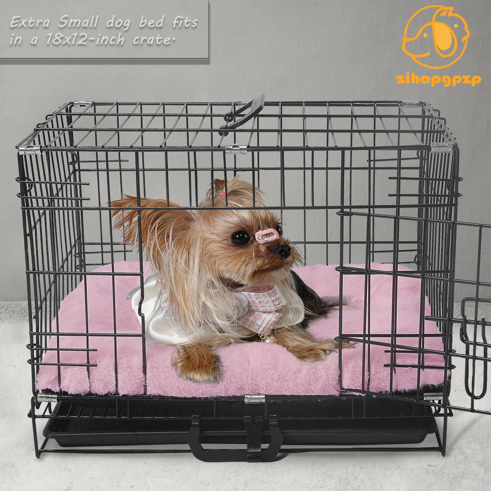 Dog Crate Bed Washable Dog Beds For Xx-Small Dogs Deluxe Thick Faux Fur Fluffy Comfy Kennel Pad Anti-Slip Pet Sleeping Mat,Indoo
