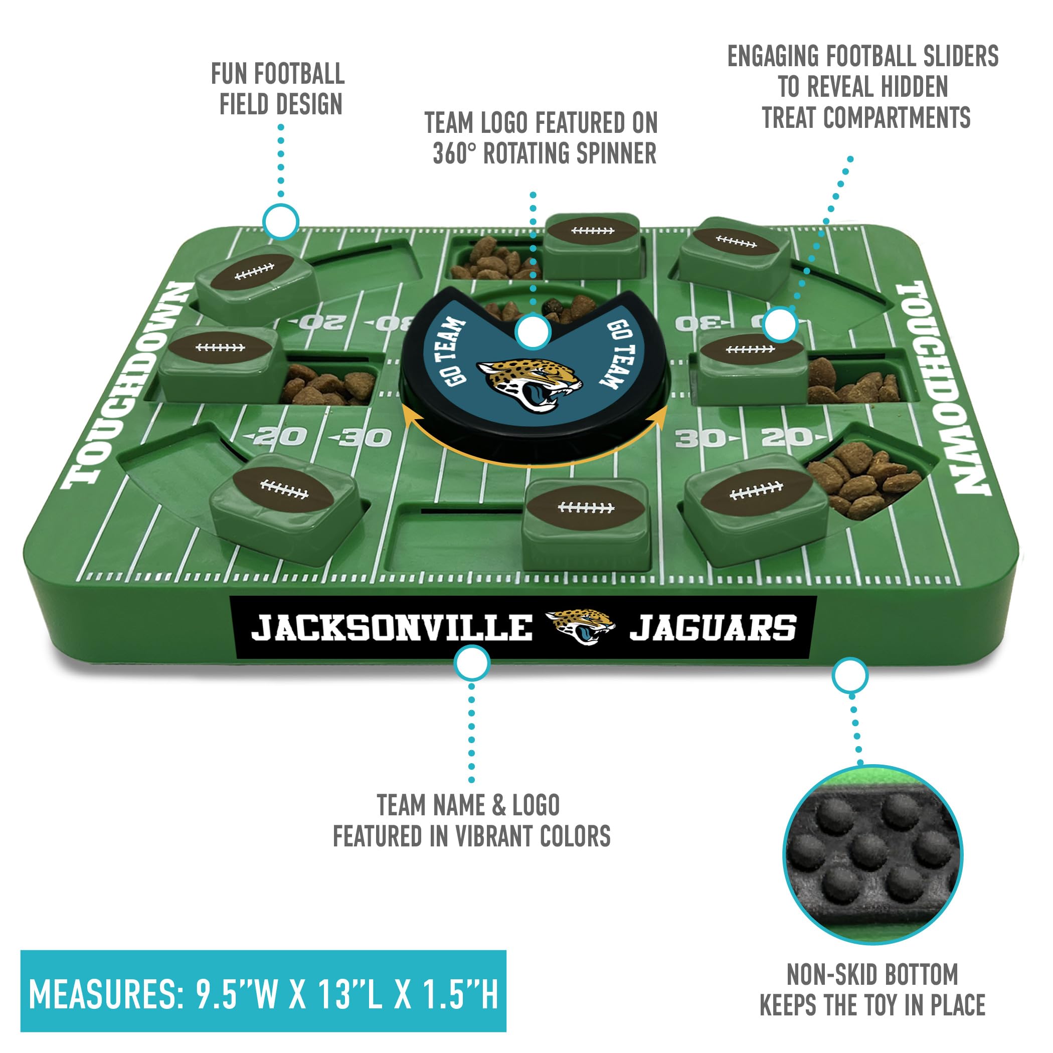 Pets First Jacksonville Jaguars Nfl Dog Puzzle Toy, Large Size, Interactive Treat & Slow Feeding Toy