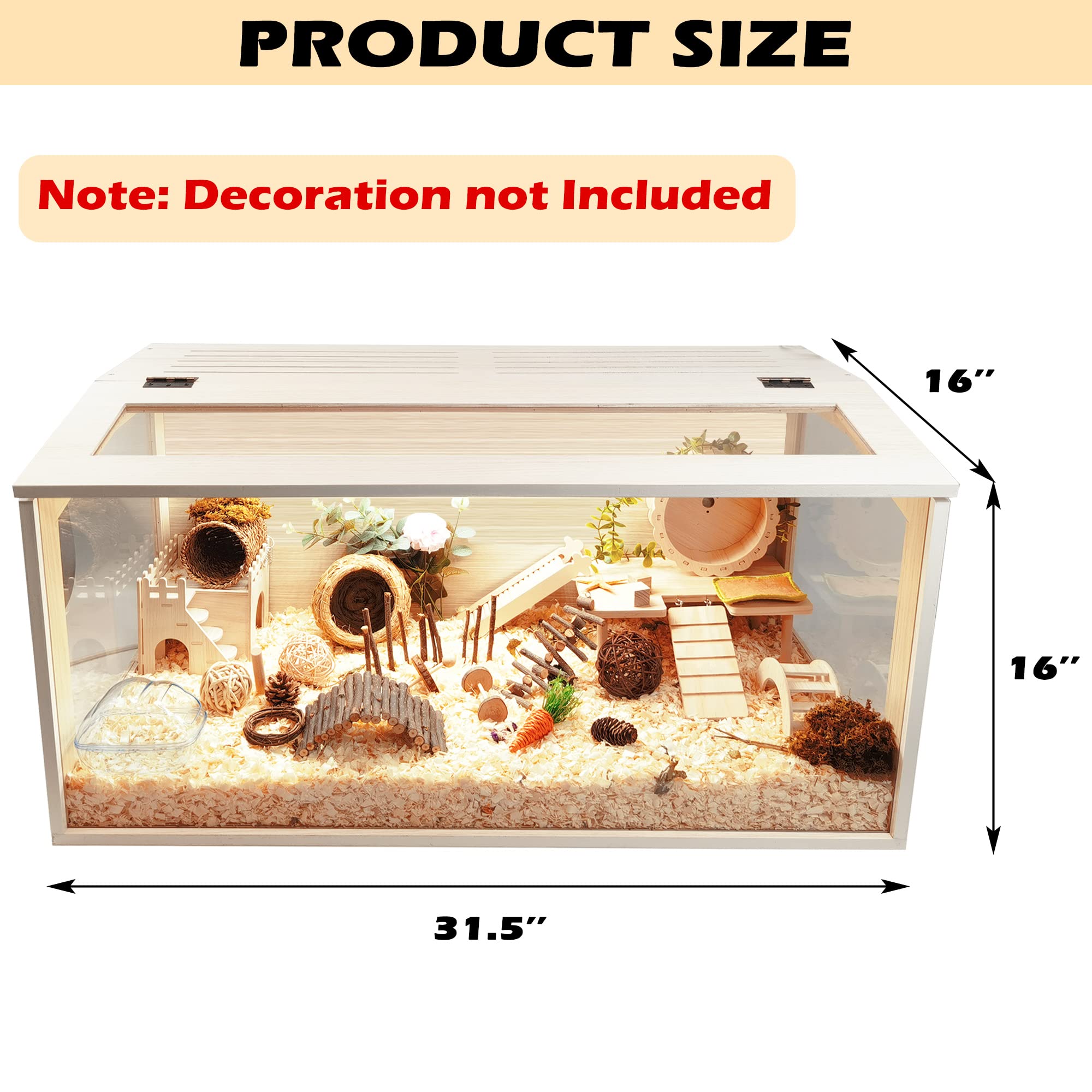 Hamster Cage Chewproof, Large Hamster Cages and Habitats, Openable Top with Acrylic Sheets, Solid Built