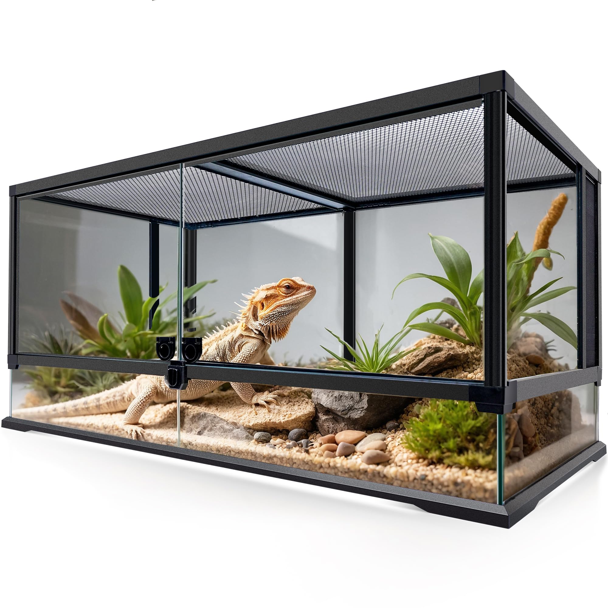 Neptonion 48 Gallon Professional Glass Terrarium 36''X18''X18'' Durable Reptile Habitat Tank With Heat Resistant Aluminum Alloy 