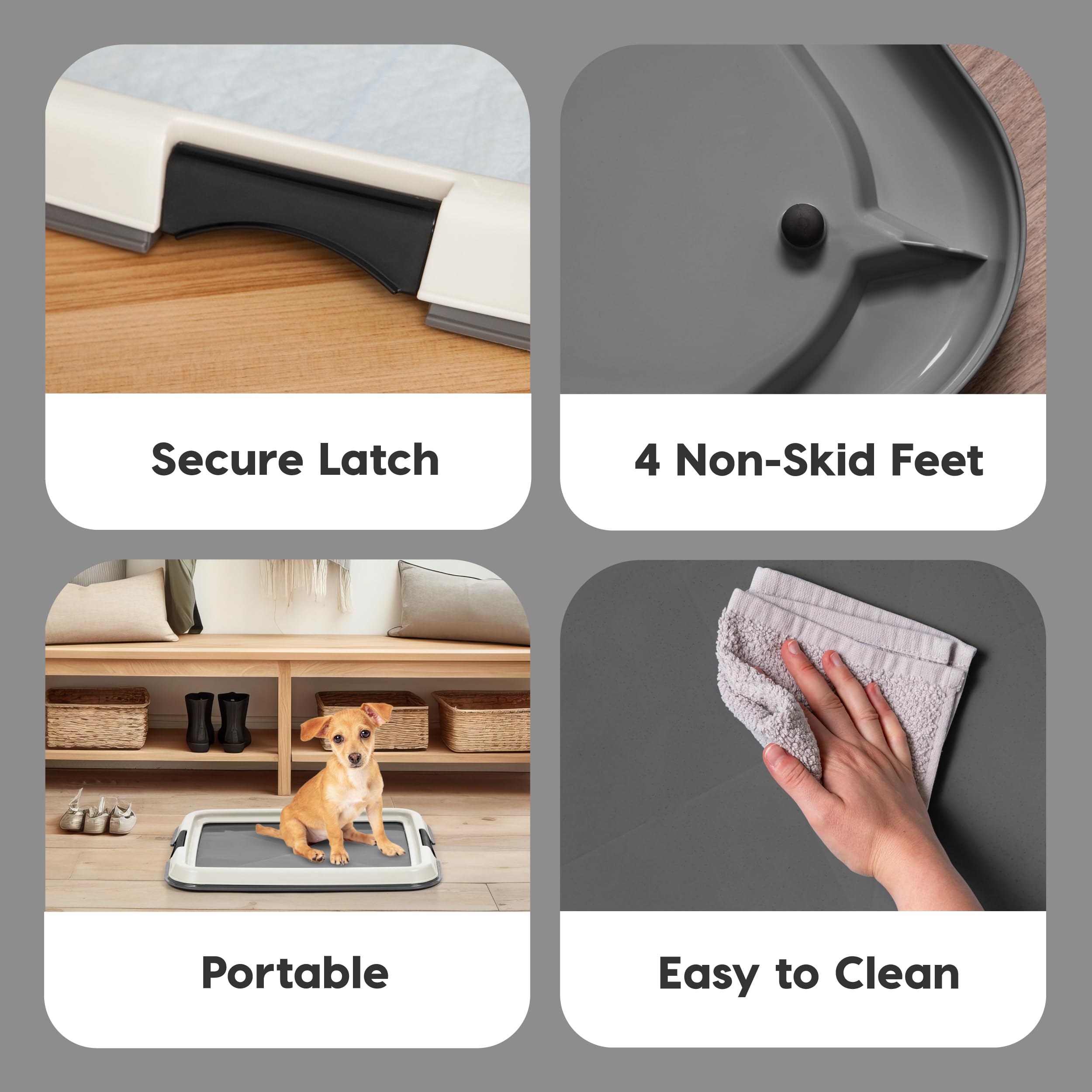 Iris Usa Pee Pad Holder, Small Puppy Pad Holder, Secured Latches, Non-Skid Rubber Feet, High Polish Finish For Easy Cleaning, Le