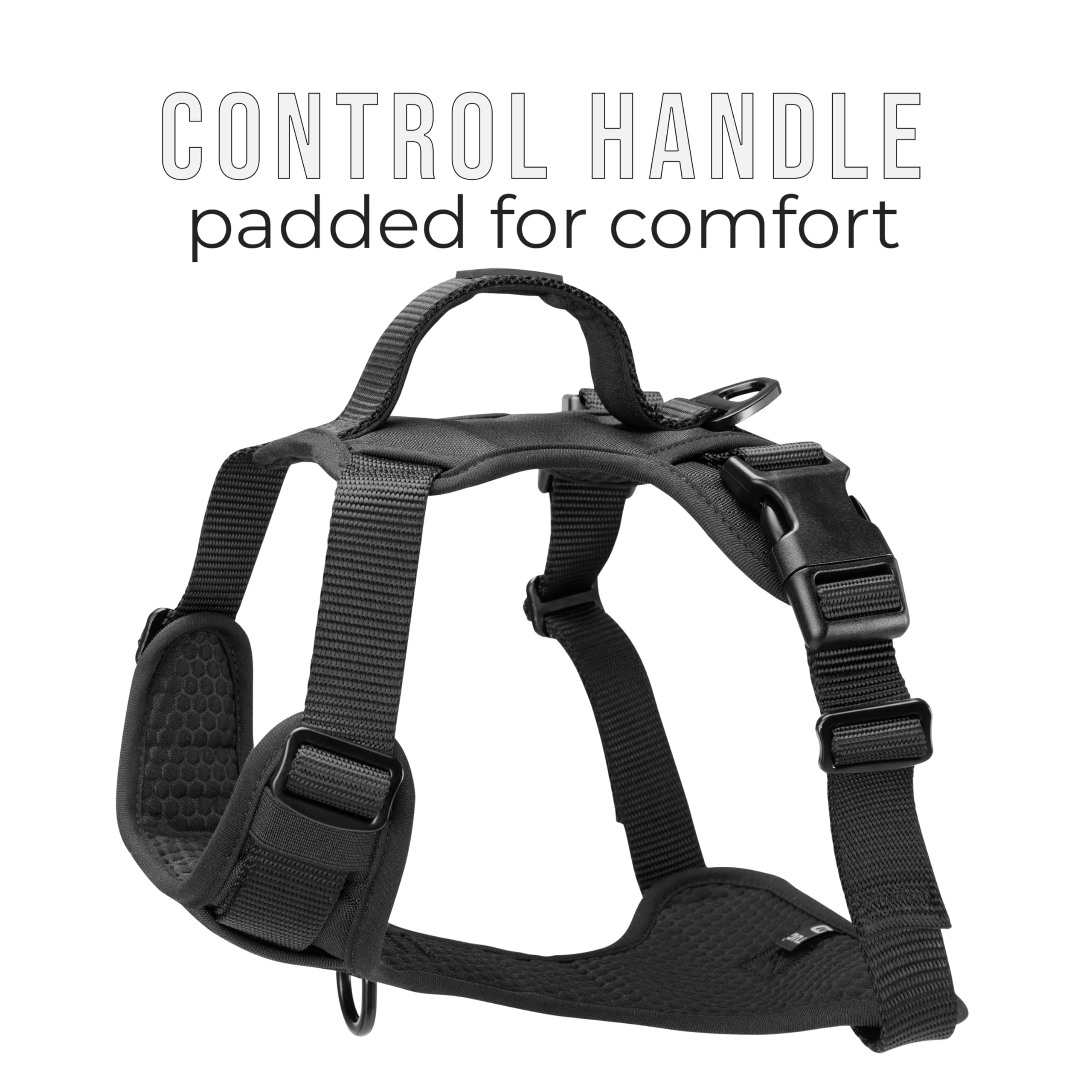 Tug Dog Harness With 2 Leash Connection Points | Adjustable, Padded, Lightweight | Handle On Back | No-Pull Front Clip (Small, G
