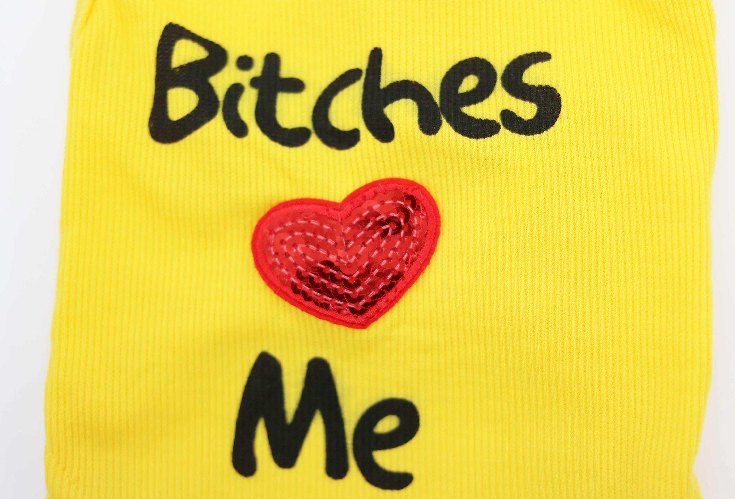 Droolingdog Pet Clothes Bitches Love Me Dog Shirt For Cats And Small Dogs, Xs, Yellow