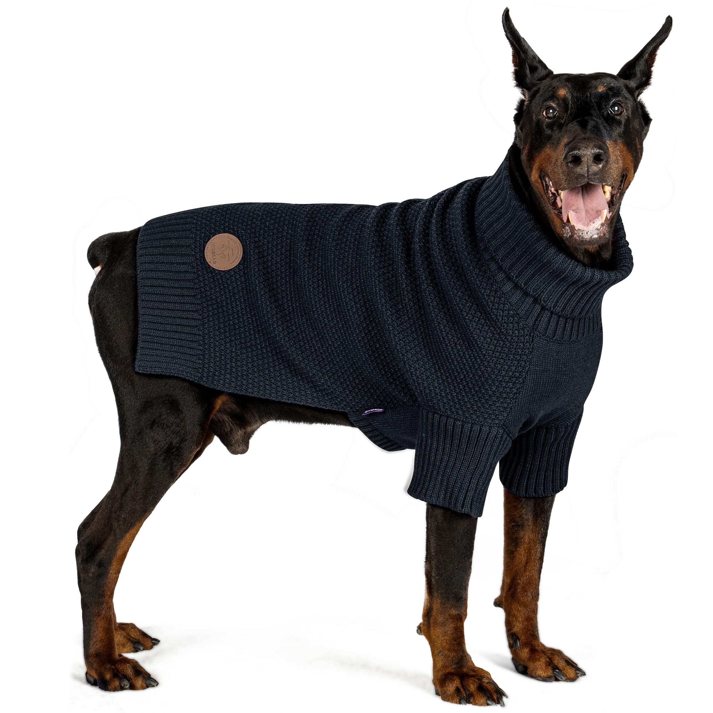 cyeollo Dog Sweater Pullover Turtleneck for Large Dogs, Knitwear Fall Winter Warm Dog Clothes with Leash Hole Pet Apparel Big Do