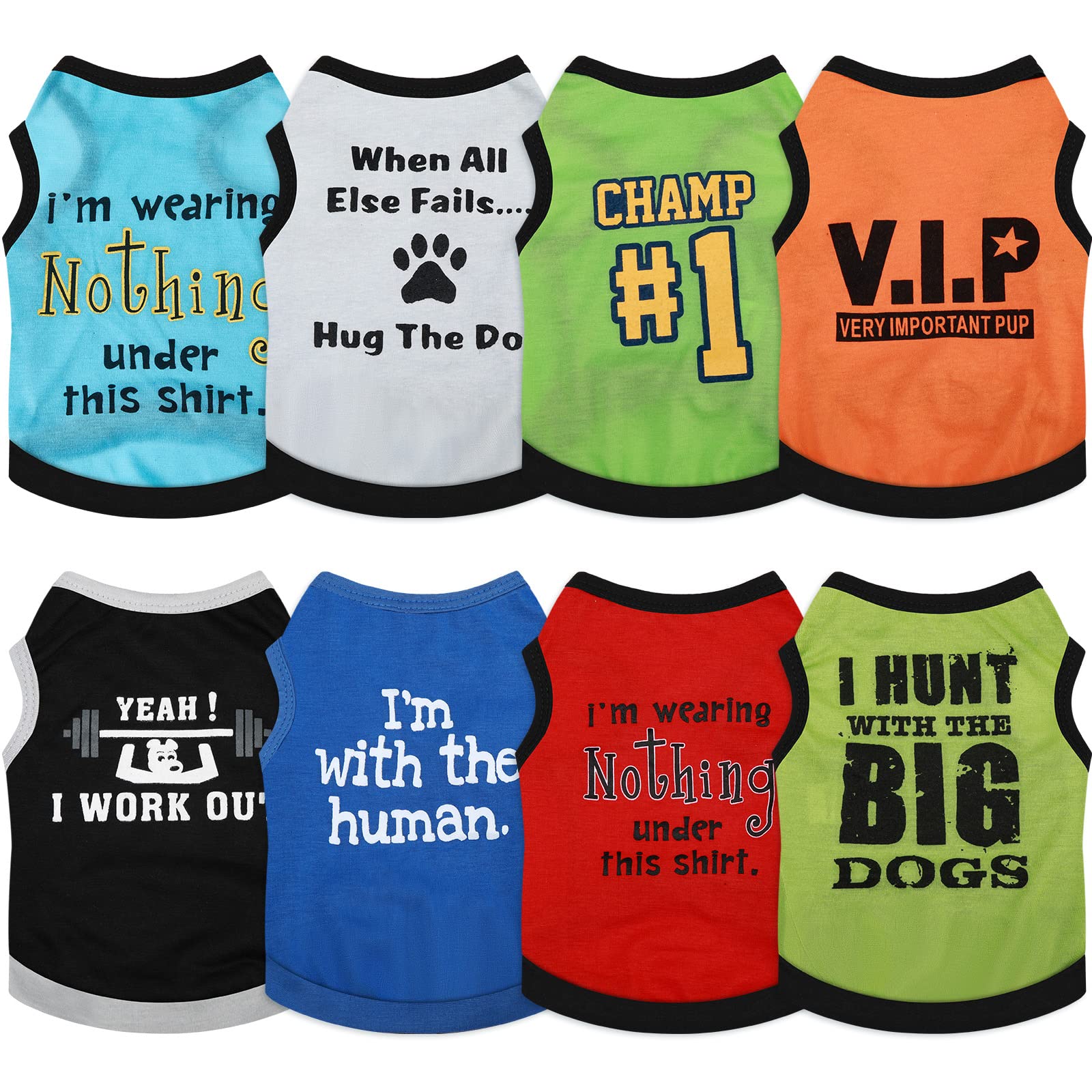 Reginary 8 Pcs Dog Clothes for Small Dogs Boy Summer Shirts Soft Breathable Chihuahua Yorkie Cute Pattern Sleeveless Puppy Cat T