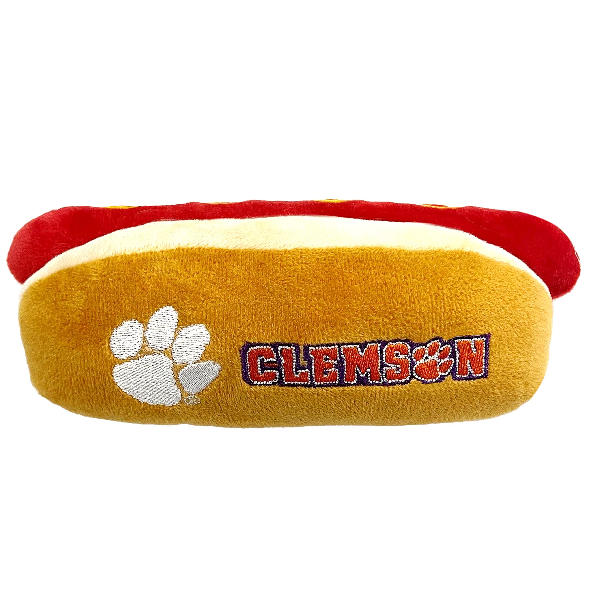 Pets First Ncaa Clemson Tigers Hot Dog Plush Dog & Cat Squeak Toy- Cutest Hot-Dog Snack Plush Toy For Dogs & Cats With Inner Squ