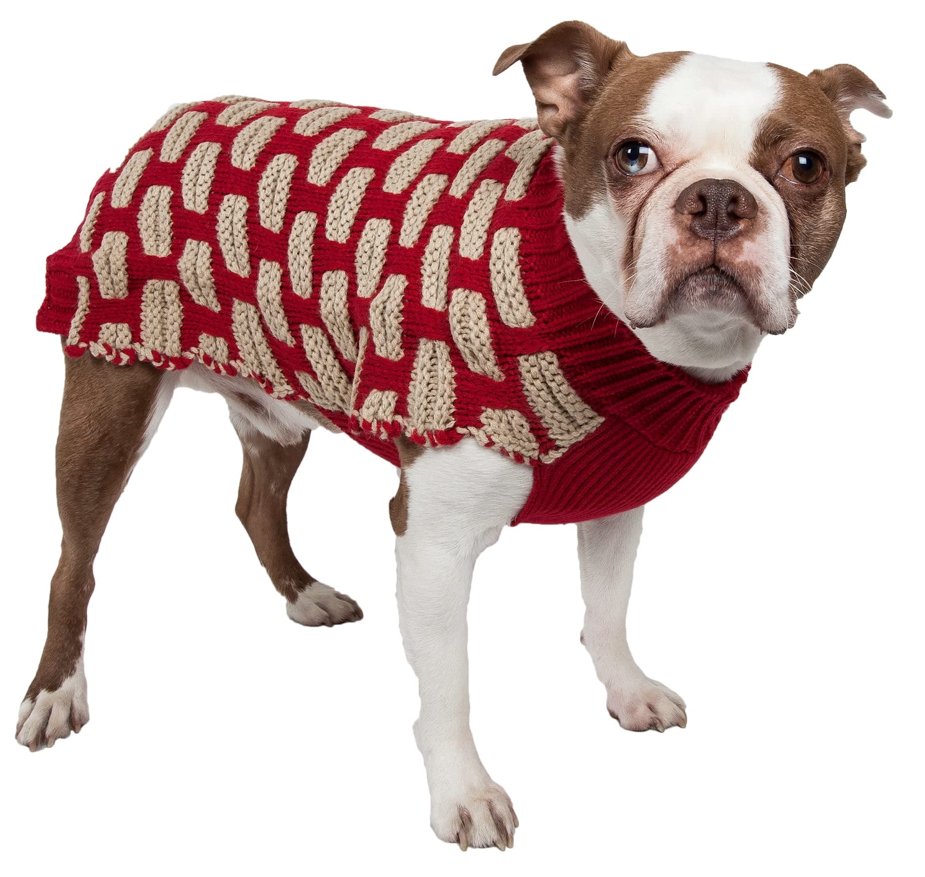 Pet Life        Weaved Fashion Pet Sweater - Designer Heavy Knitted Dog Sweater With Turtle Neck - Winter Dog Clothes Designed T