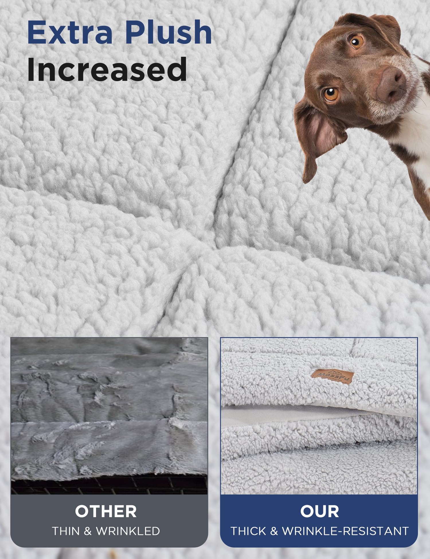 Massfu Low-Profile Dog Pad Mat For Large Dogs, Washable Ultra Soft Dog Crate Mat, High Density Foam Pet Beds For Indoor & Outdoo