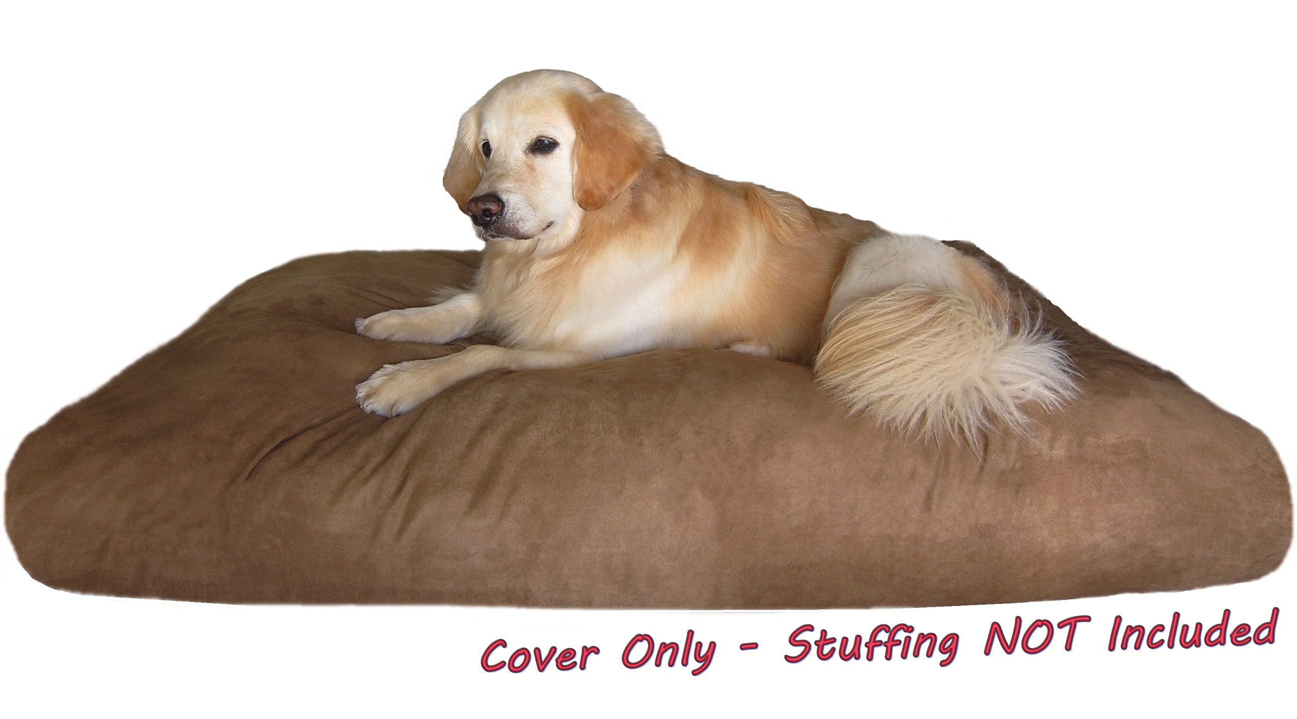Dogbed4Less Diy Pet Bed Pillow Brown Microsuede Duvet Cover And Waterproof Internal Case For Dog At 55X47X4 Inch - Covers Only