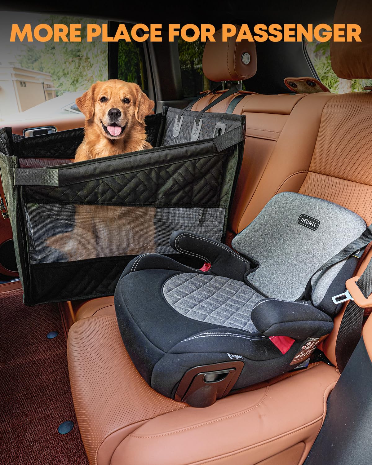 Kohree Dog Car Seat Cover For Medium Dogs, Hard Bottom Dog Car Seat Cover For Back Seat With Upgraded Pvc Pipe, Waterproof 900D