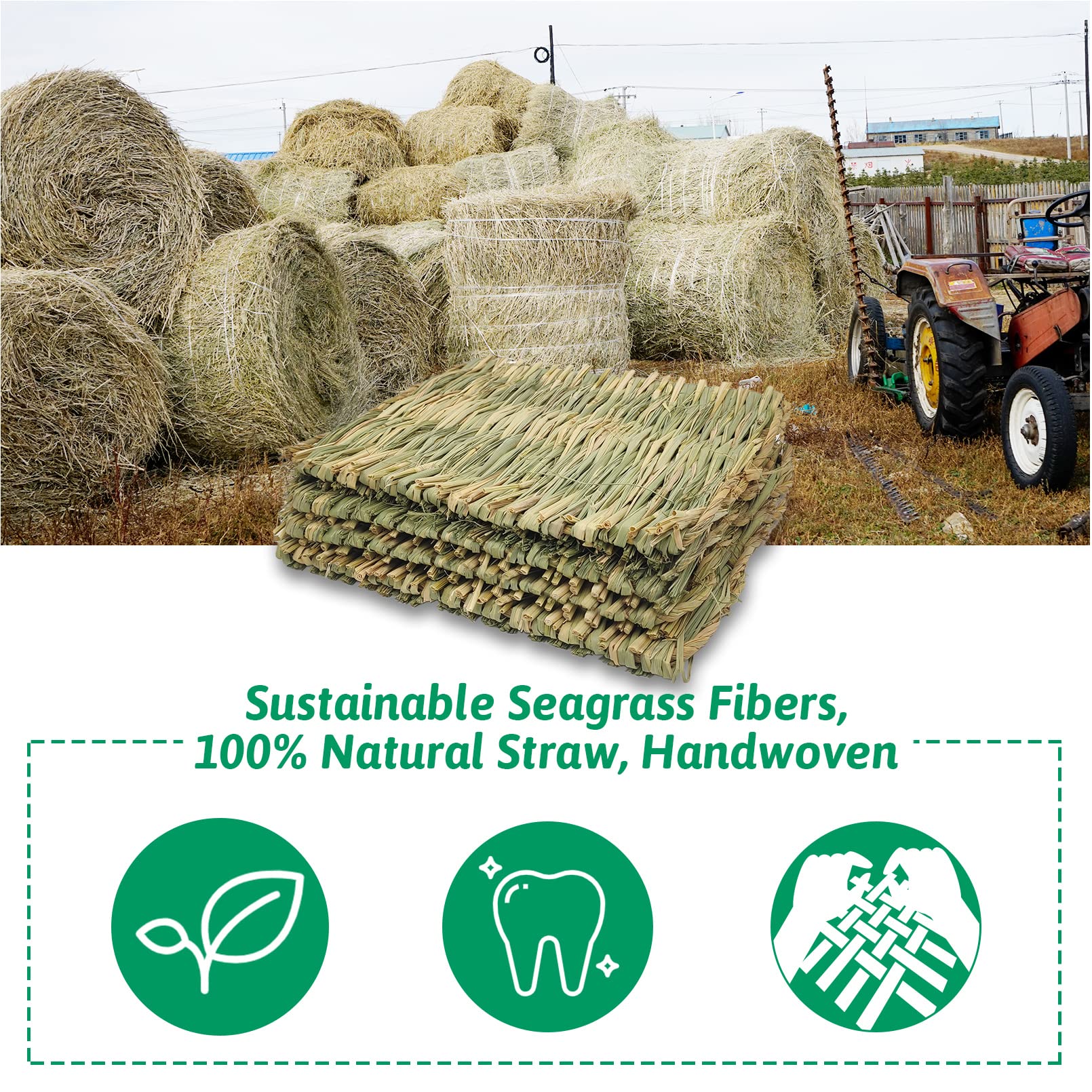 Grass Mat Woven Bed Mat For Small Animal 5 Grass Mats Bunny Bedding Nest Chew Toy Bed Play Toy For Guinea Pig Parrot Rabbit Bunn