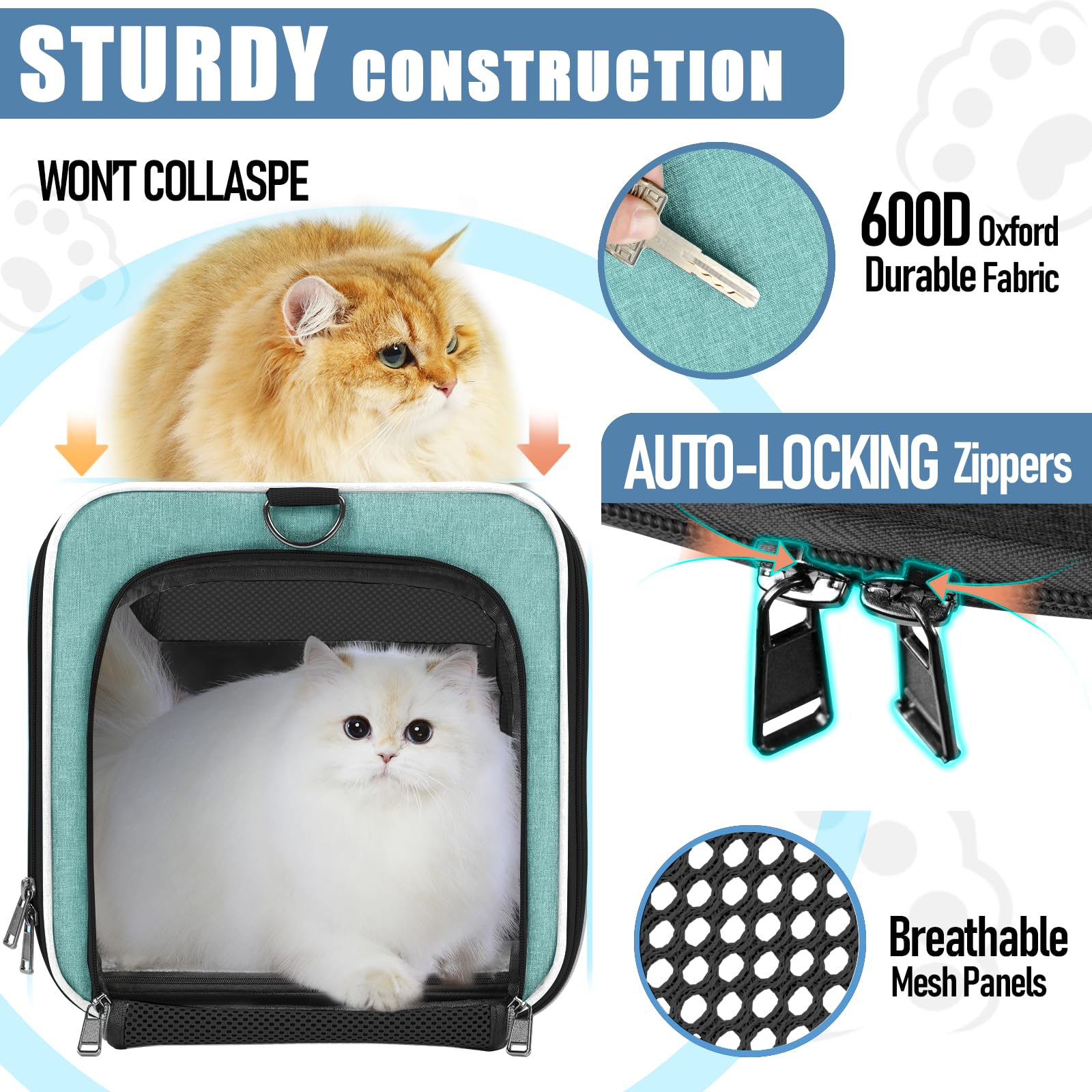 Gapzer Soft Cat Carrier Large Cat 20 Lbs/Kitty Cat Travel Crate For Pet Top Load/Small Dog Sturdy Transport Fabric Carry Bag 10