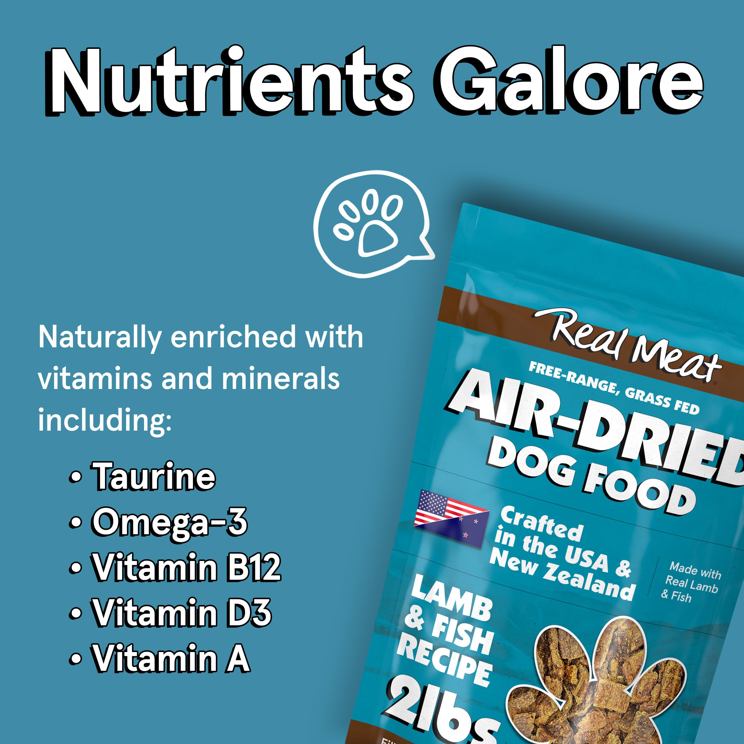 TRMC Real Meat Air Dried Dog Food - Grain-Free Lamb & Fish, 2lb Bag