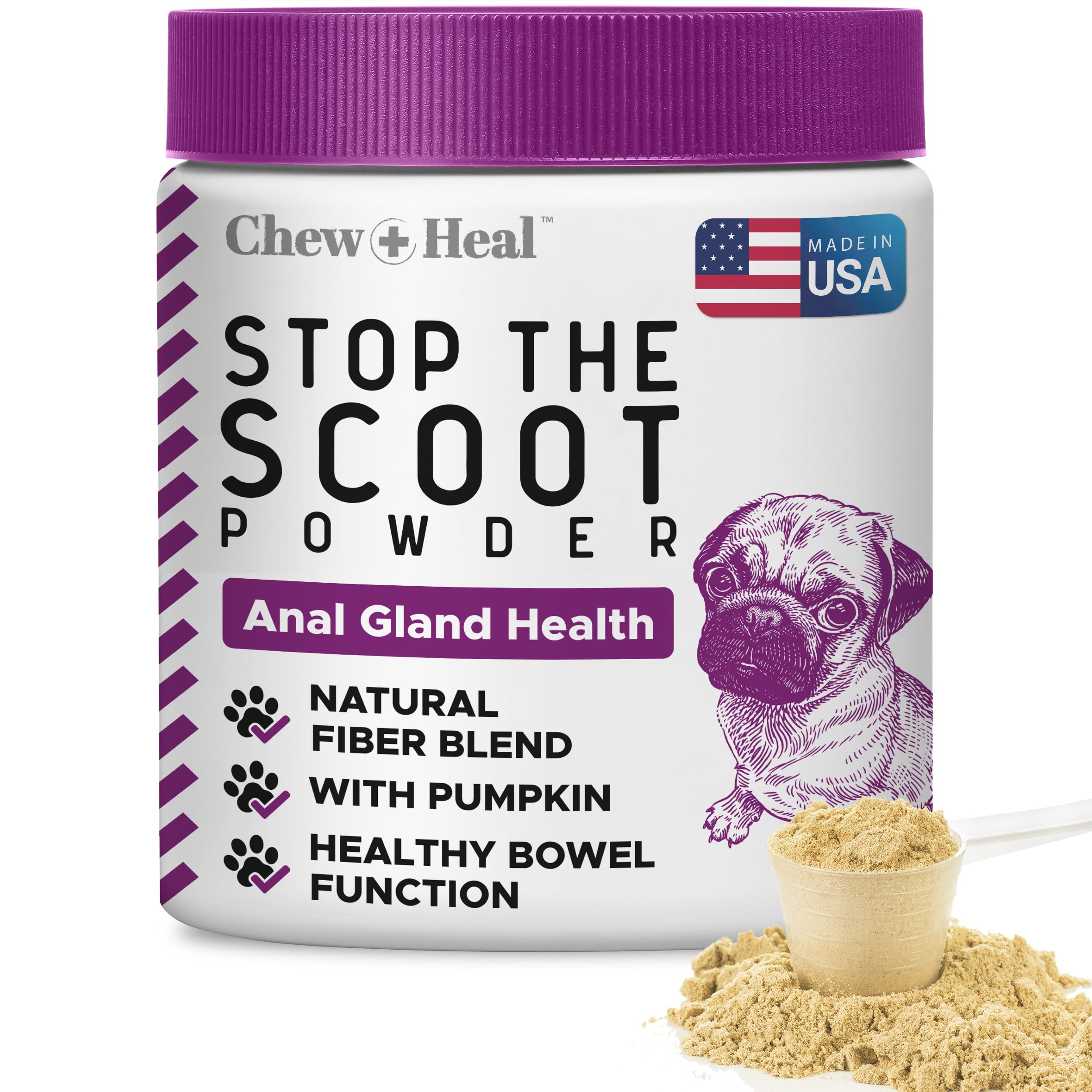 Glands Bowel Support - 5.4 oz of Stop the Scoot Powder for Scooting, Healthy Anal Glands, and Digestive Health - Made with Pumpk