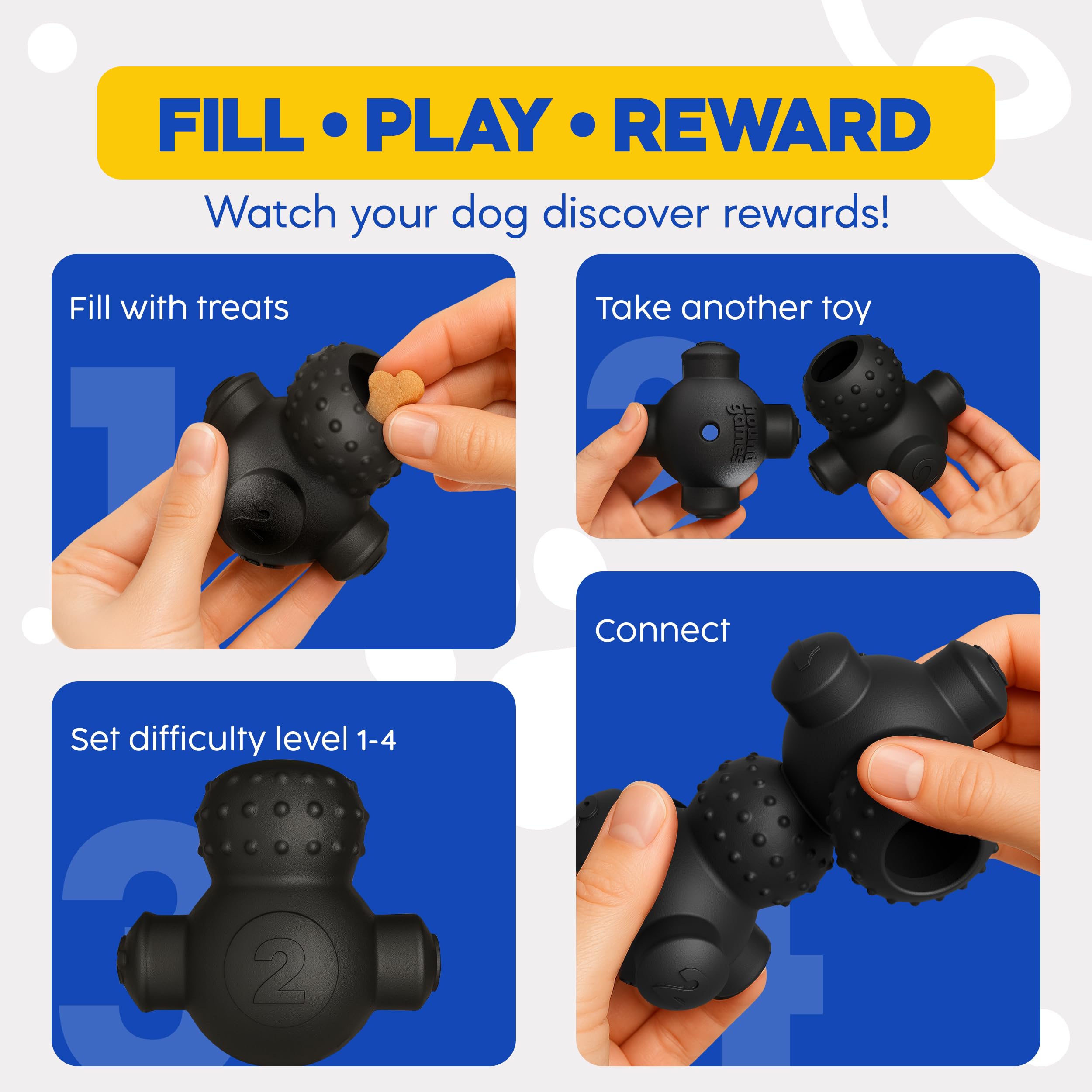 HOUNDGAMES Puppy Puzzle Toys, Treat Dispensing Dog Puzzle, Level 4 Enrichment Toys for Smart Puppies, Small and Medium Dogs, 2 P