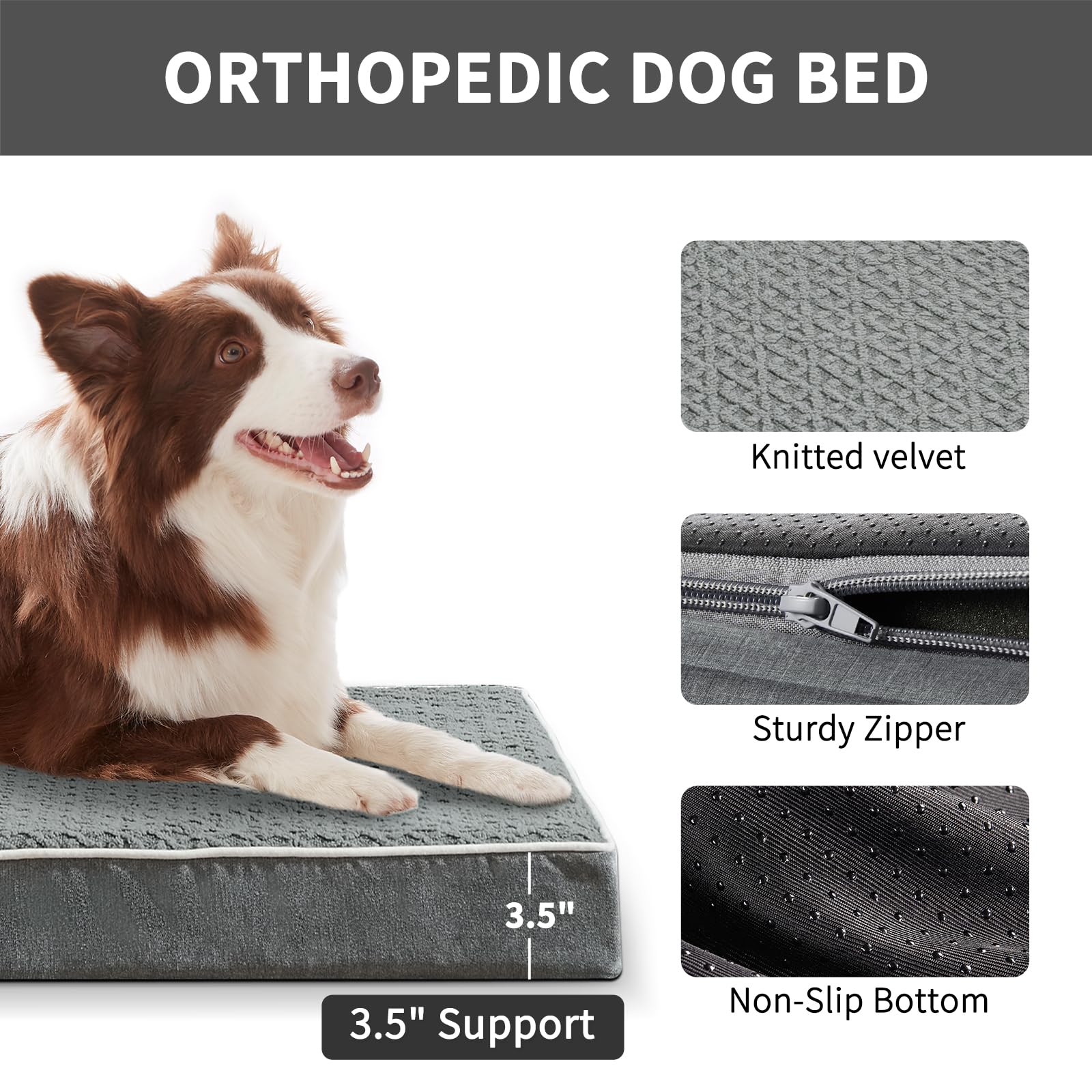Dog Crate Bed Medium Size Dog Beds,Large Orthopedic Washable Dogs Bed,Waterproof Cover Plush Kennel Comfort Pet Beds Mat,Egg Foa
