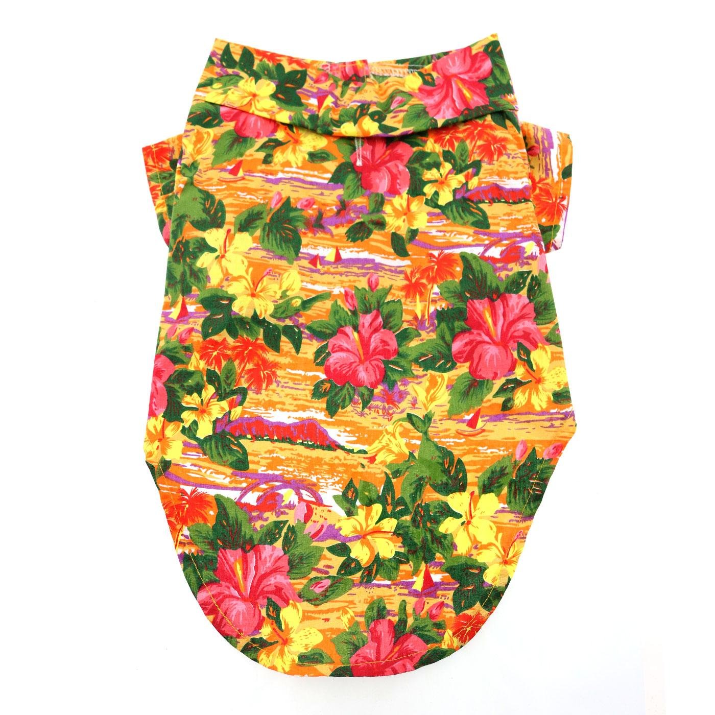 Doggie Design Hawaiian Camp Shirt (Sunset Hibiscus, Xs)
