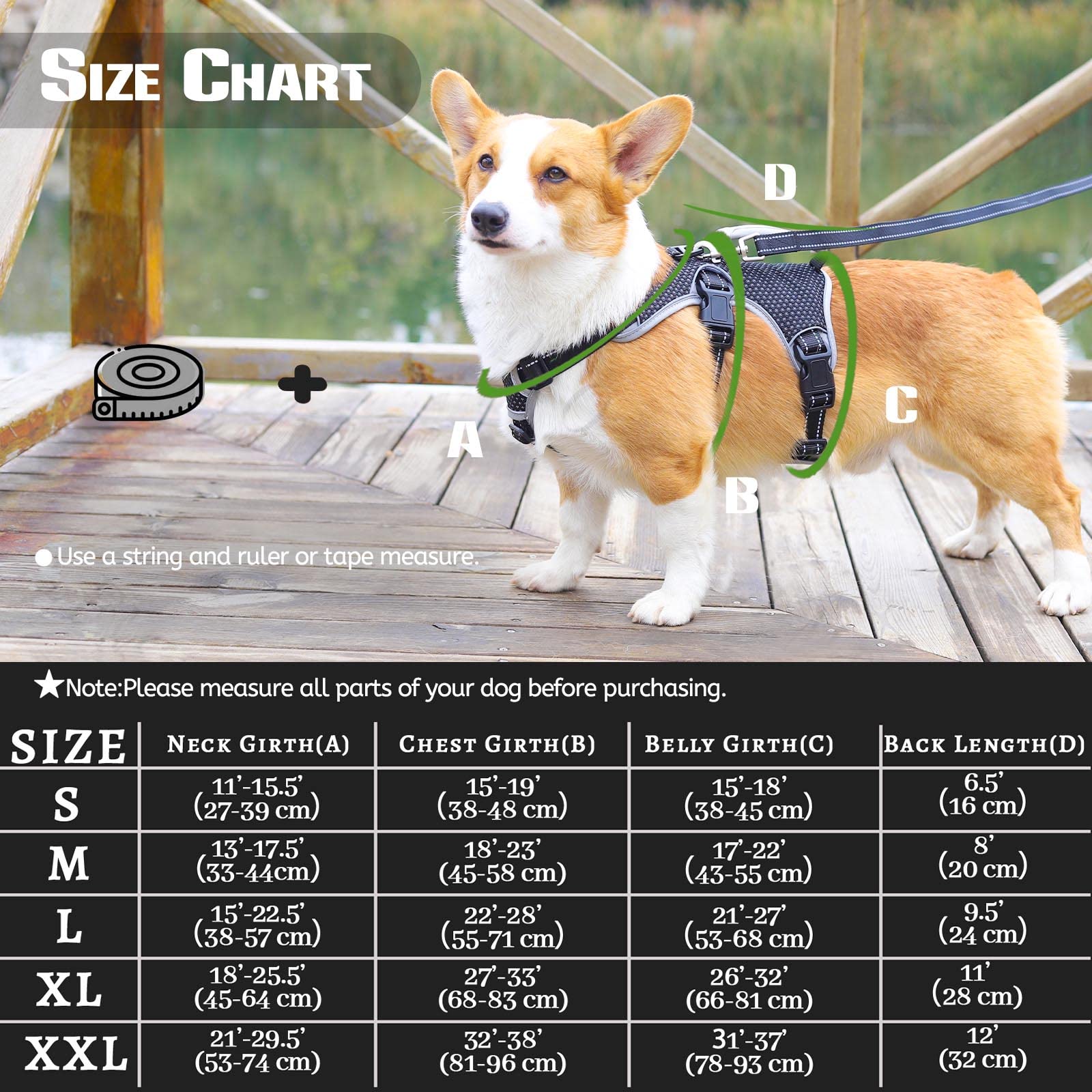 No Escape Dog Harness, Escape Proof Harness, Fully Reflective Harness With Padded Handle, Breathable,Durable, Adjustable Vest For Medium Dogs Walking, Training, And Running Gear Black (Medium)