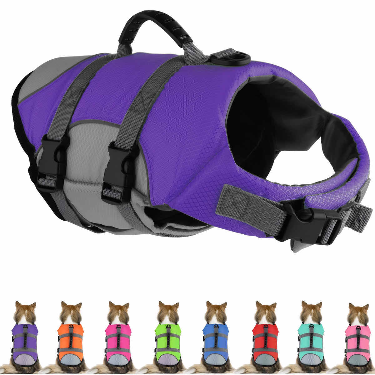 Mklhgty Dog Life Jacket, Adjustable Reflective Dog Vest With Rescue Handle For Swimming & Boating, Ripstop Pet Safety Life Prese
