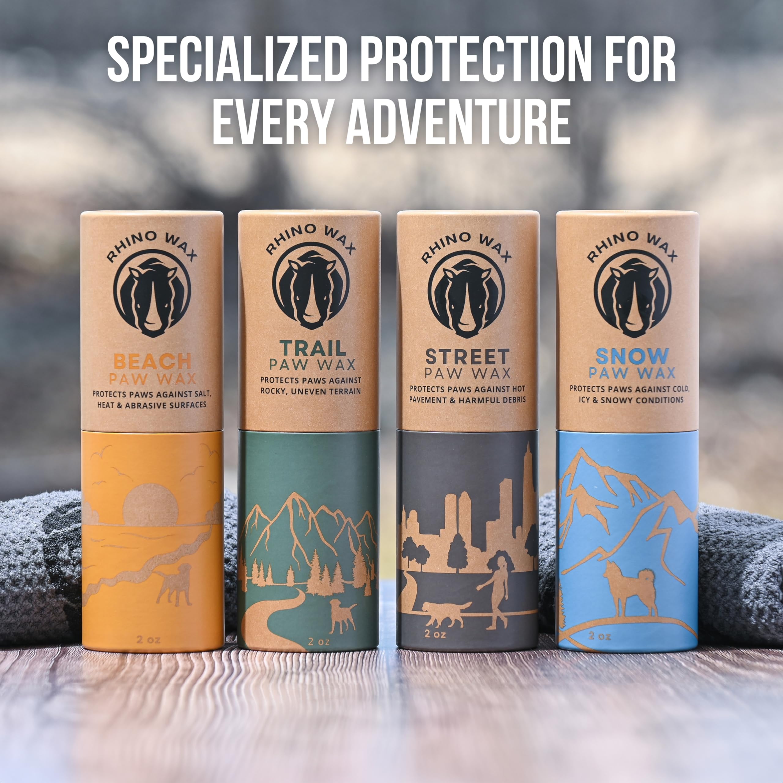 Rhino Wax - Fall And Winter Dogs Paw Pack (2 Tubes + Cloth) - Hiking And Snow Dog Pad Protection Against Rocks, Ice, Uneven Terr