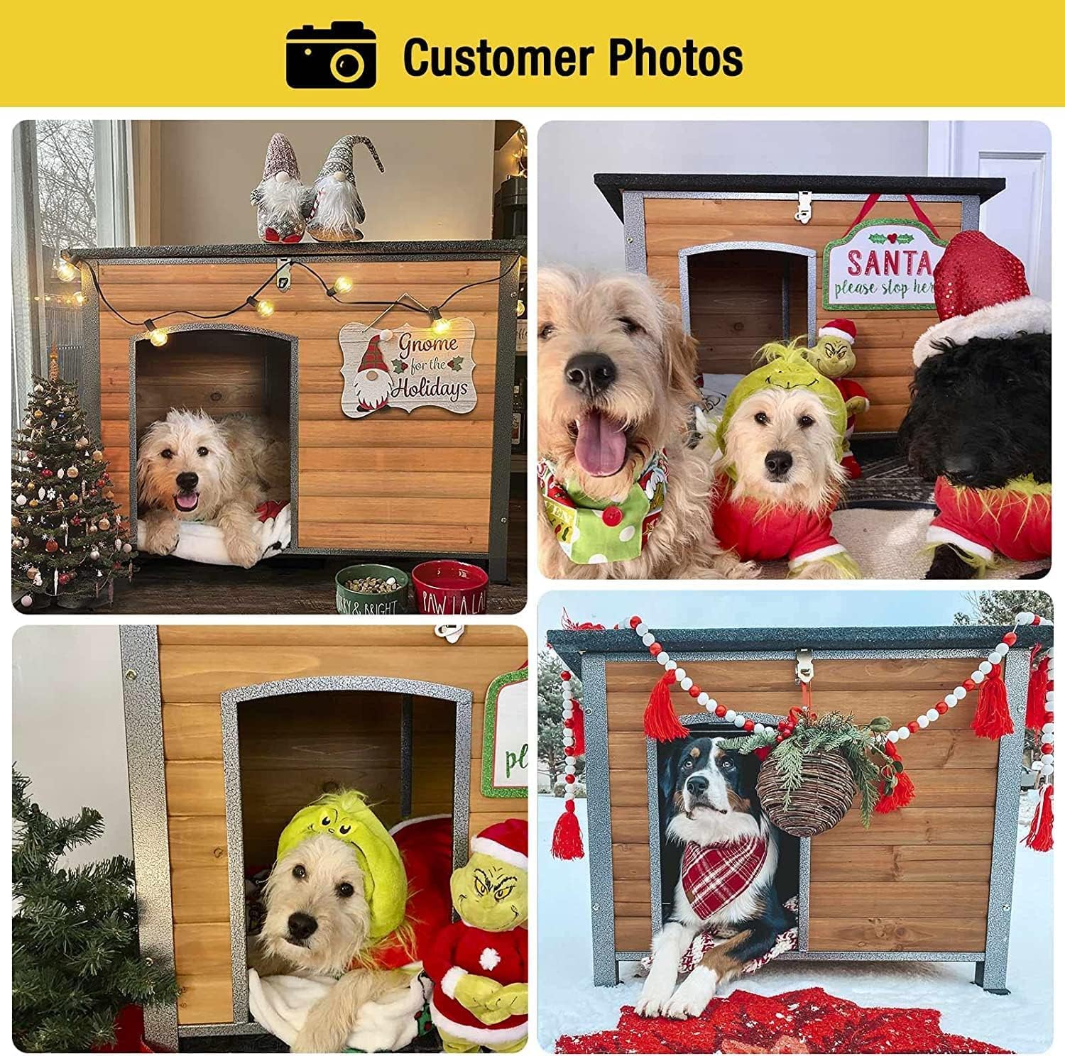 Aivituvin Dog House Outdoor & Indoor Wooden Dog Kennel For Winter With Raised Feet Weatherproof For Small & Medium & Large Dogs,