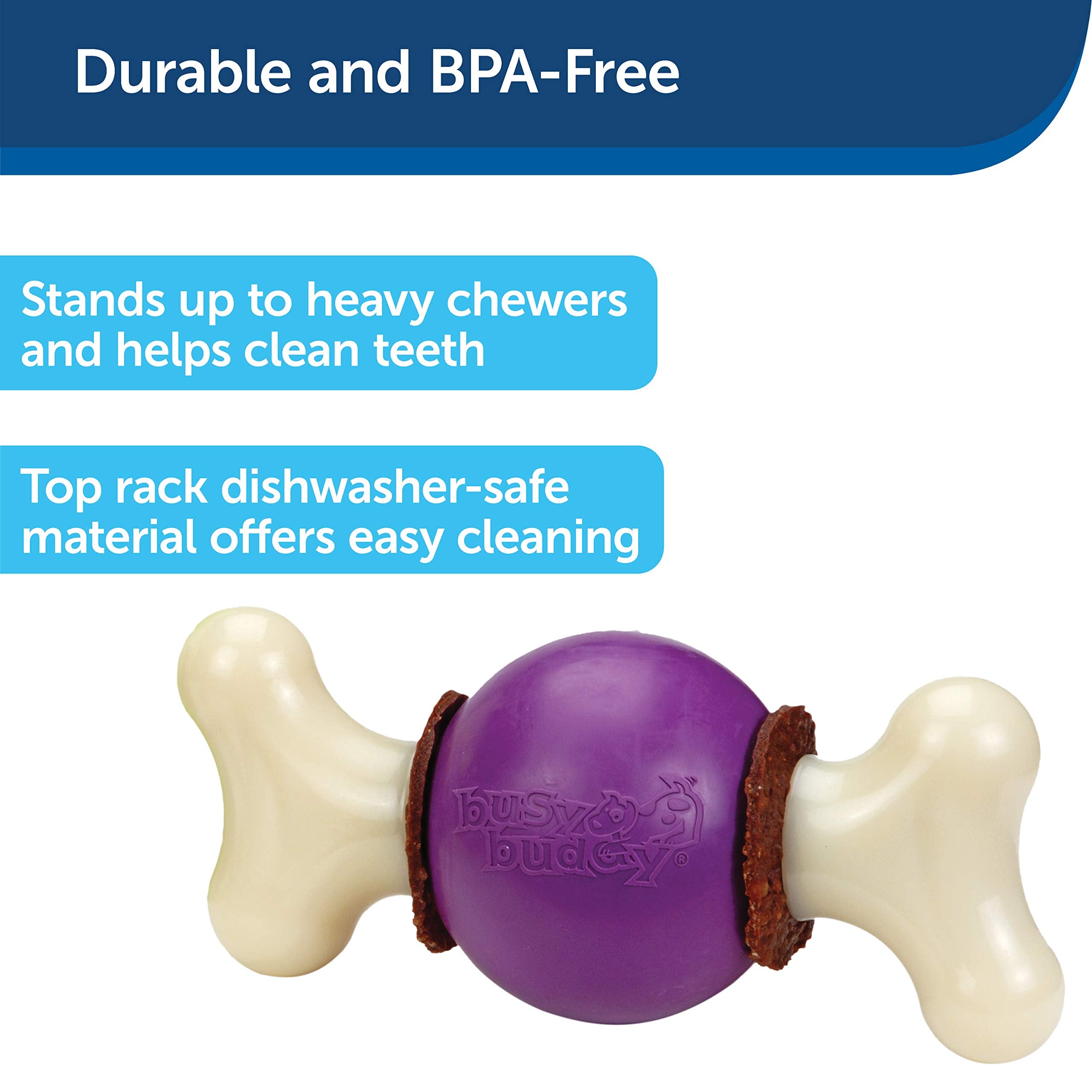 Petsafe Busy Buddy Bouncy Bone- Treat-Holding Toys For Dogs- Scented For Enhanced Sensory Stimulation- Rigorously Tested Ingredients- For Aggressive Chewers- Treat Refills Available- Purple, M/L