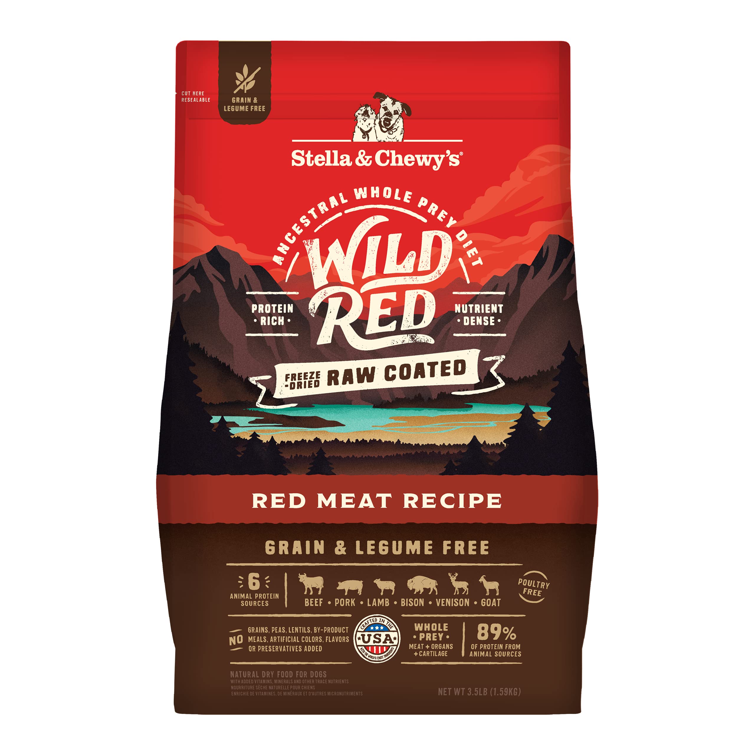 Stella & Chewys Wild Red Dry Dog Food Raw Coated High Protein Grain & Legume Free Red Meat Recipe, 3.5 lb. Bag