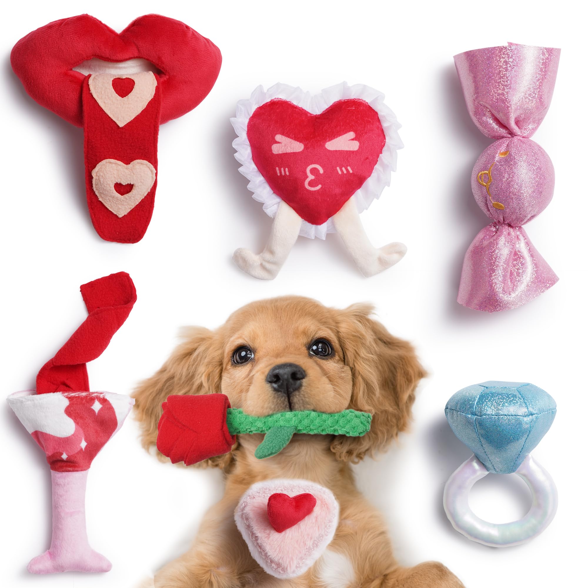 Nocciola Squeaky Dog Toys For Girls, Adorable Plush Ruffled Rose Heart Puppy Toy To Keep Them Busy, For Small, Medium And Large 