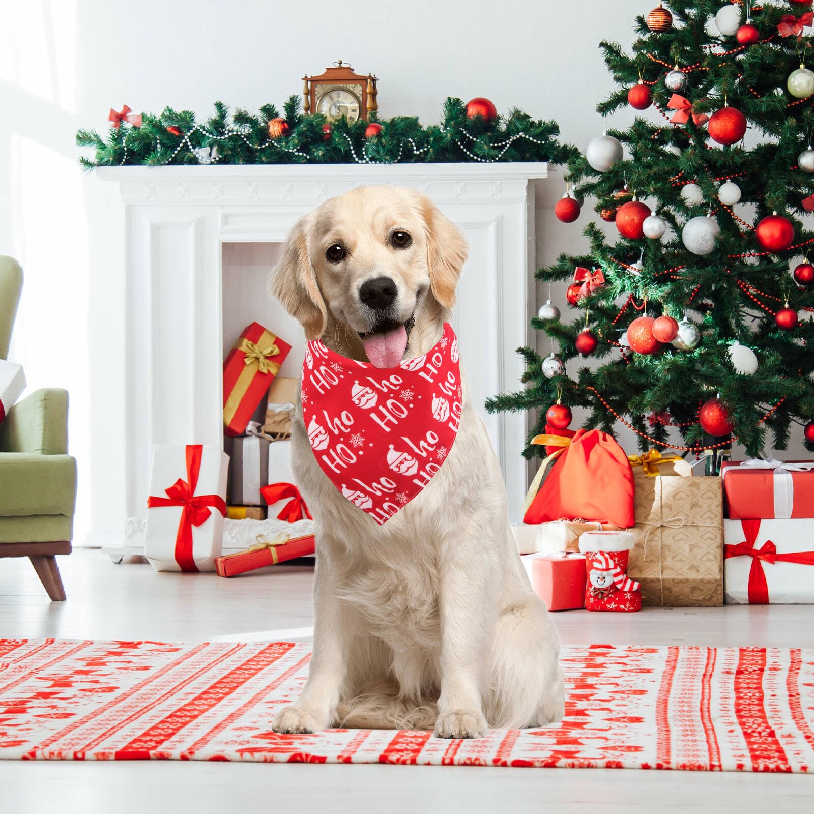 Gofshy 2 Pack Christmas Dog Bandanas, For Dog, Pet Scarf For Boy Girl, Holiday Bandana Bibs Handkerchief For Large And Extra Lar