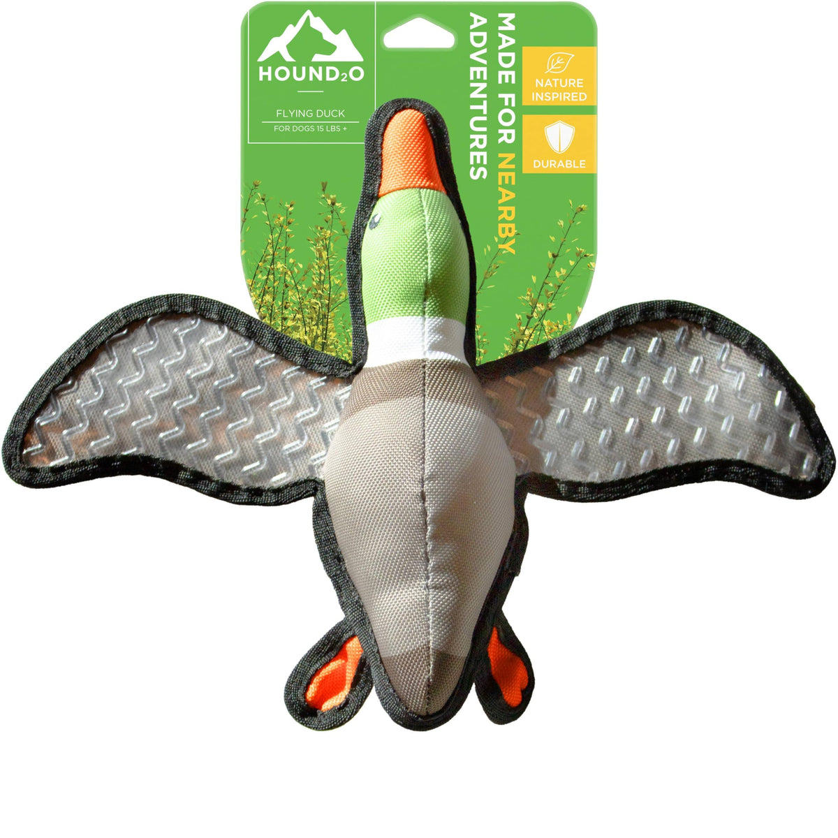Hound2O Plush Outdoor Toys For Dogs | Flying Duck | Fun Hunting Themed Durable Dog Toy With Playful Chuckler