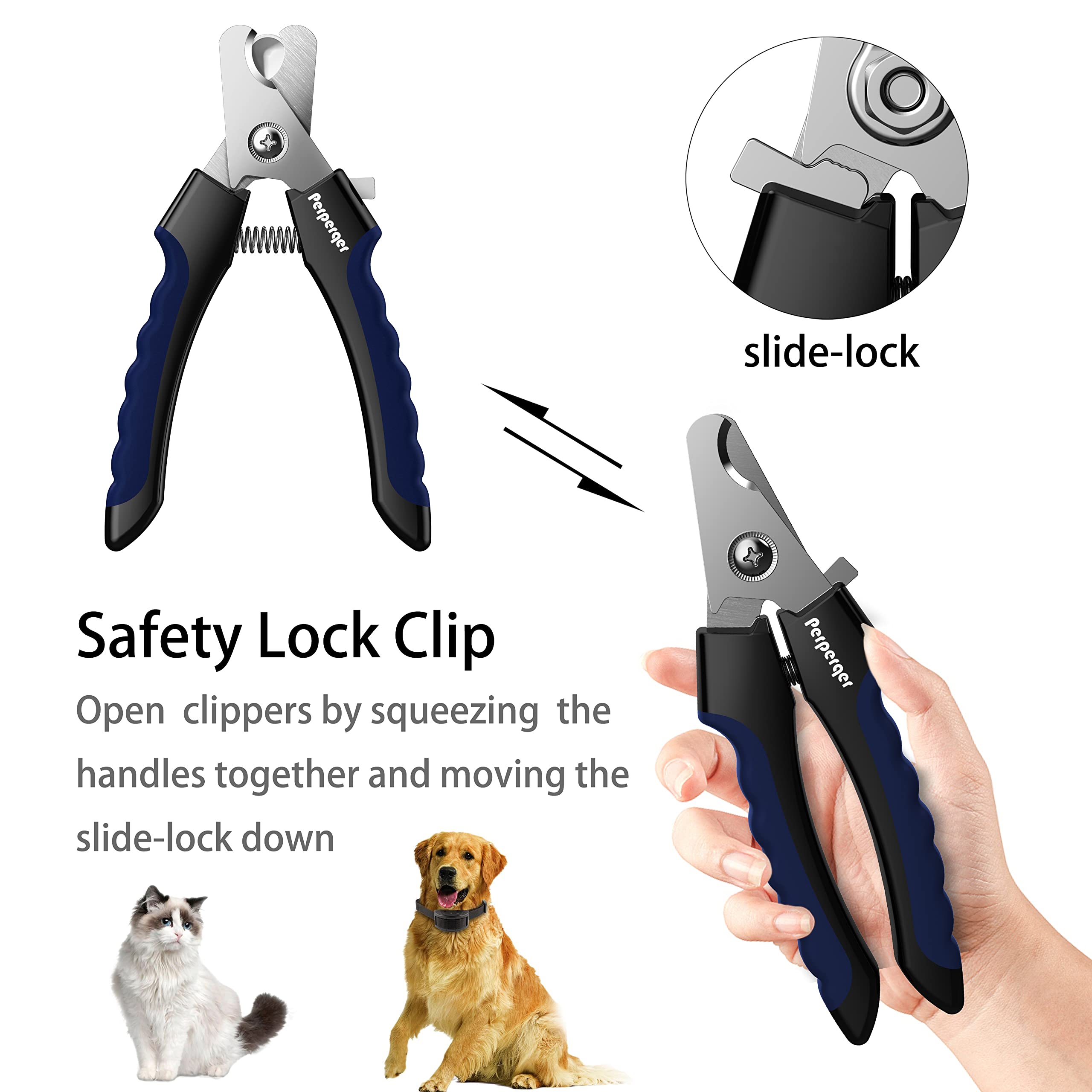 Perperqer Dog Nail Clippers,Dog Nail Trimmers With Safety Guard For Small Medium Large Breed Dog & Cat To Avoid Over Cutting,Professional Grooming Tool With Quick Sensor And Dog Nail File