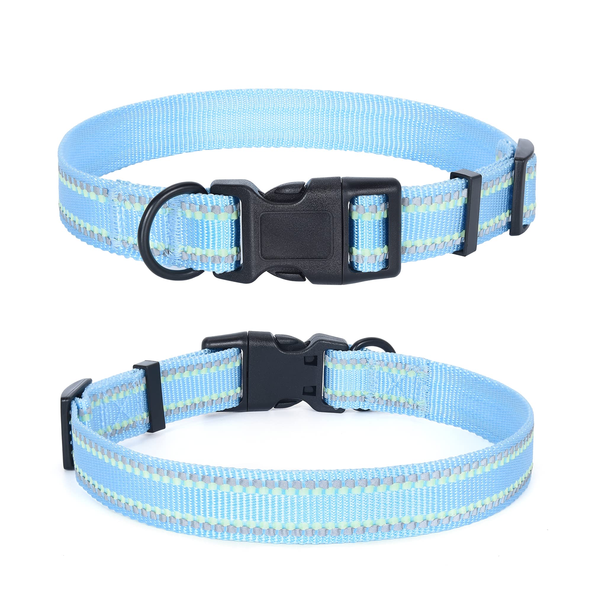 Mile High Life | Nylon Night Light Glow Collar For Medium Dogs | Reflective Band Cat Collar | Fluorescence Self-Luminescence Strap Puppy Collar | Safe Night Walk Collars For Dogs (Blue, S)