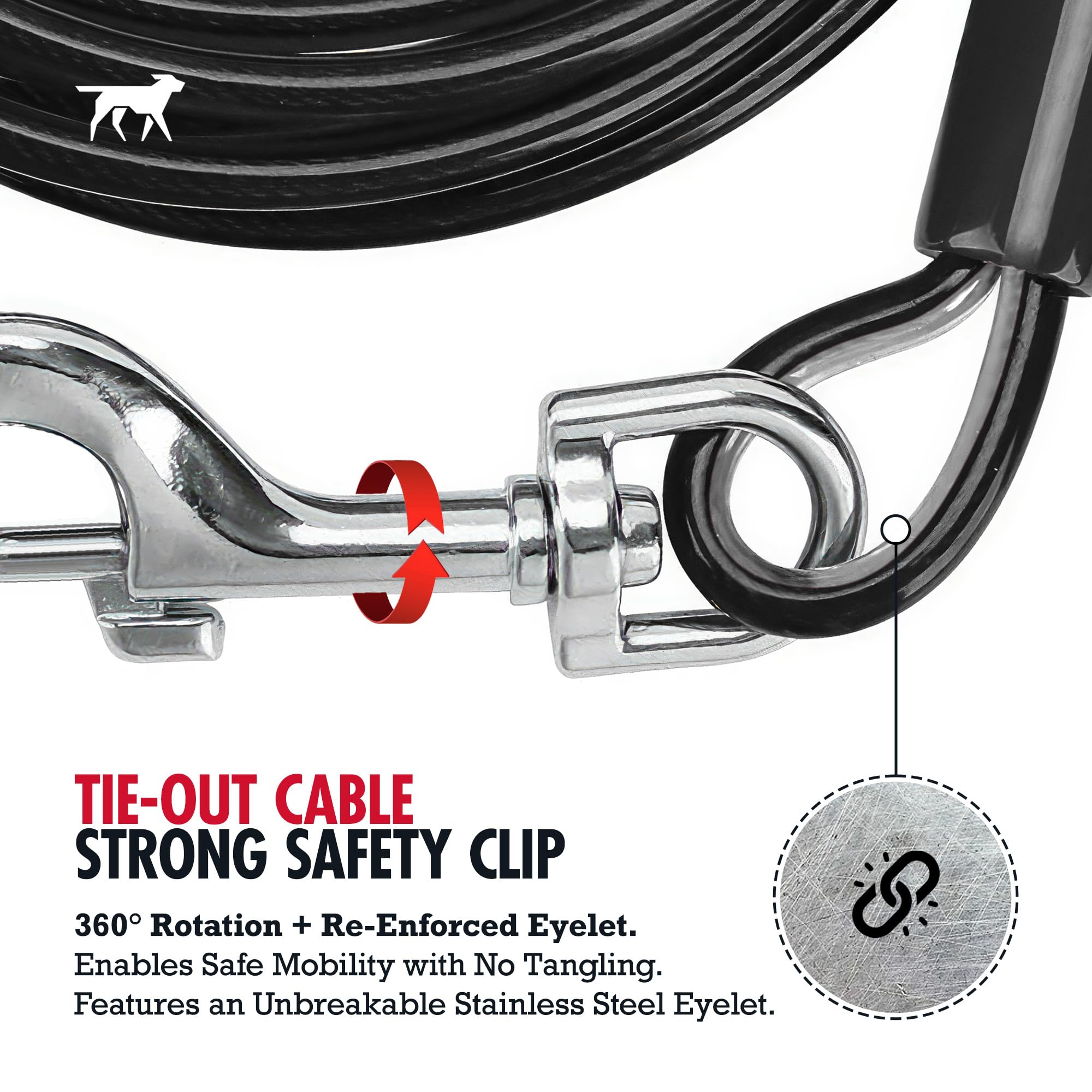 Tuff Pupper Dog Tie Out Cable 25 Feet | Dog Runner Cable For Yard 25 Ft | Heavy Duty Lead | Water & Rust Resistant Industrial St