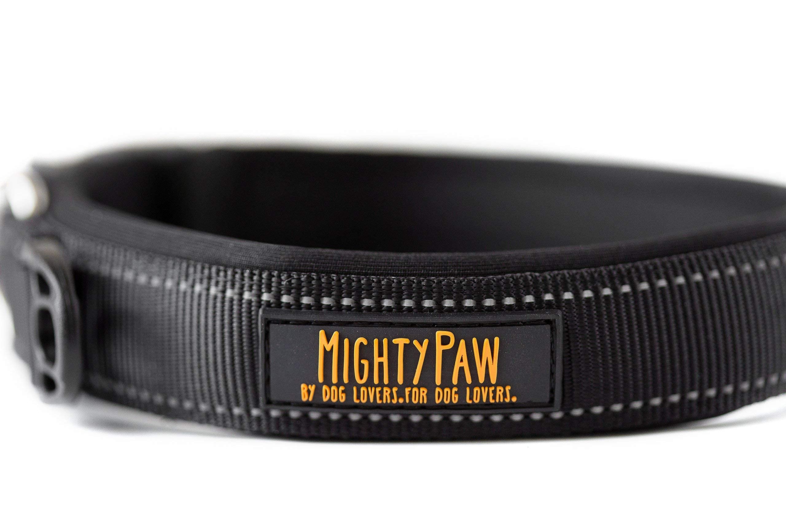 Mighty Paw Dog Collar - Neoprene Padded - Reflective For Running - Extra Comfort For Active Dogs - Active Dog - Padded Dog Collar - Comfortable Dog Collar For All Dog Breeds - Heavy Duty Dog Collar
