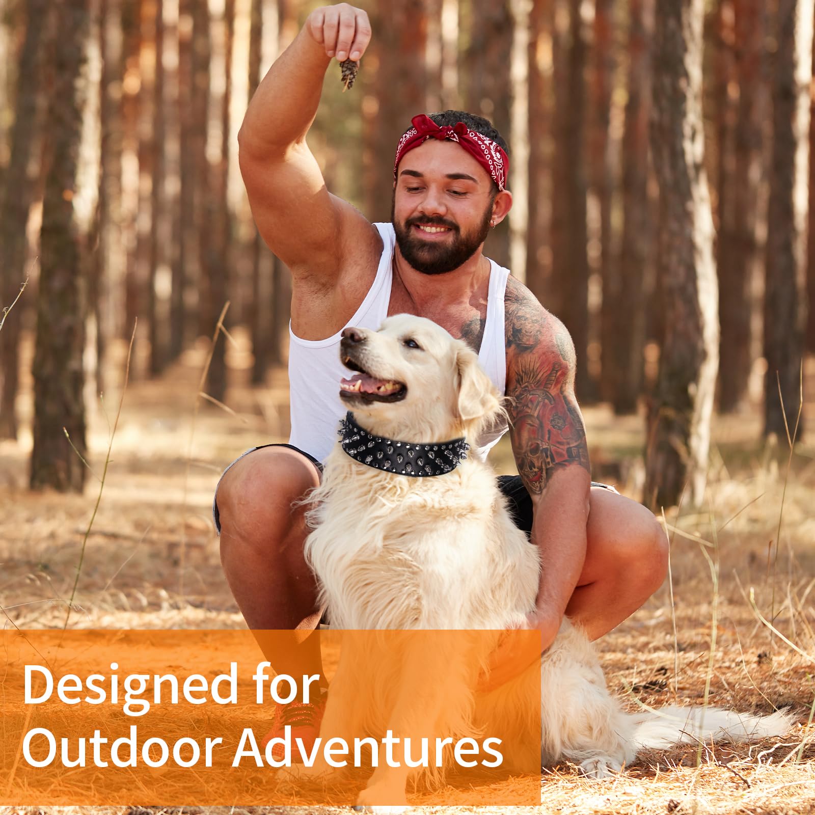 ???????????????? ?????????????? Spiked Studded Leather Dog Collar With Leash, Epesiri Rivet Pu Leather Dog Collars For Pit Bull,