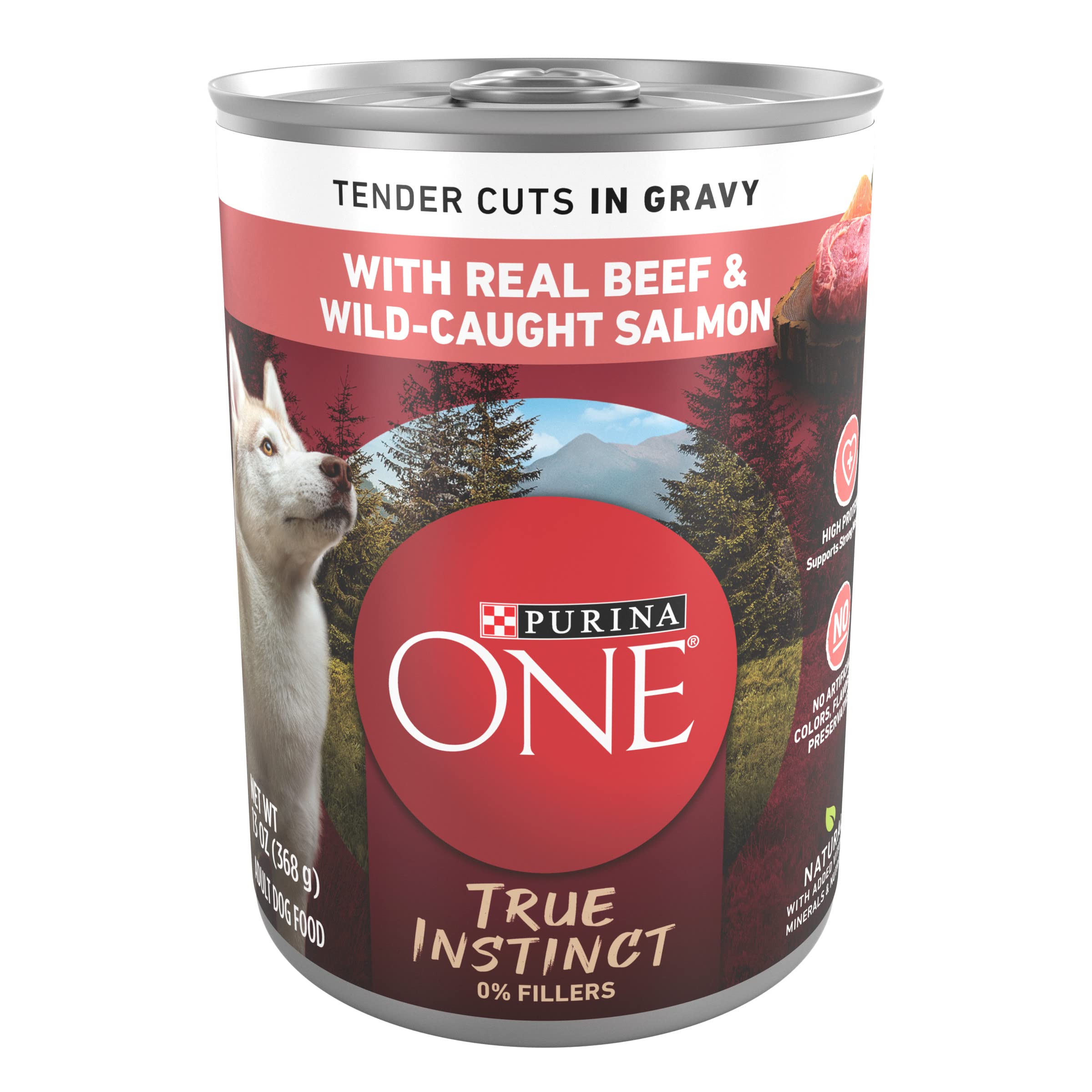 Purina ONE High Protein Wet Dog Food True Instinct Tender Cuts in Dog Food Gravy With Real Beef and Wild-Caught Salmon - (Pack o