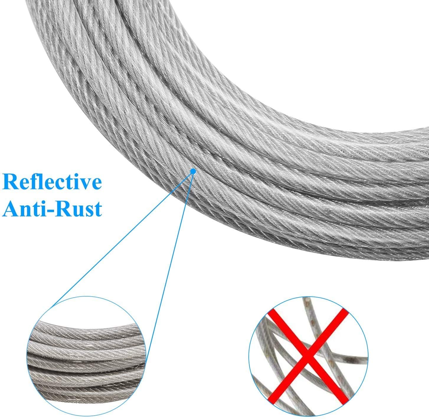 Xiaz Dog Runner Tie Out Cable For Dogs Up To 60/120/250 Pound, 10Ft 15Ft 20Ft 25Ft 30Ft 40Ft 50Ft 60Ft 70Ft 100Ft 120Ft Dog Lead Line For Yard, Camping, Park, Outside (Silver, 250Lbs 15Ft)