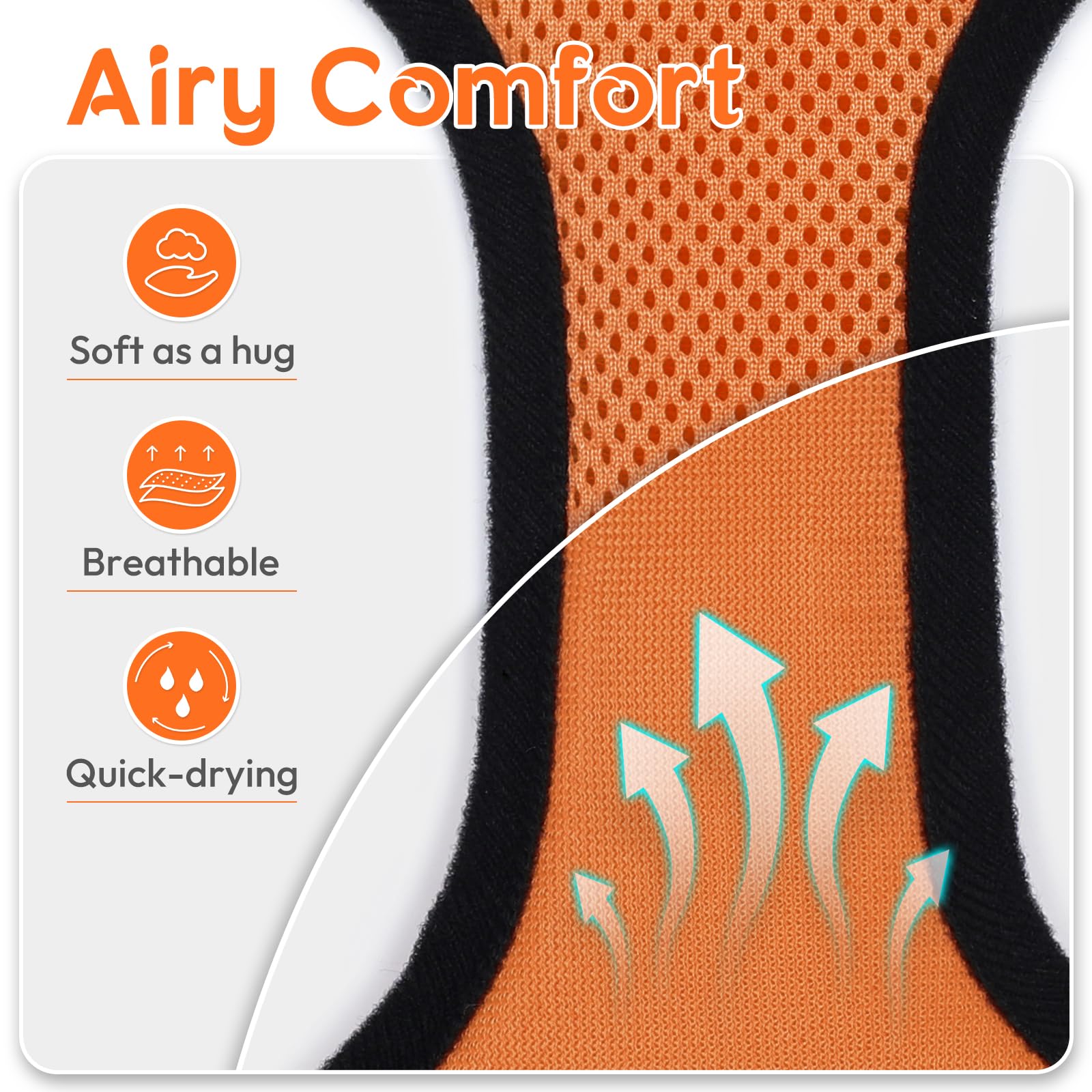 Dooradar Cat Harness And Leash Set, Escape Proof Safe Adjustable Kitten Vest Harnesses For Walking, Easy Control Soft Breathable Mesh Jacket With Reflective Strips For Cats, Orange, S
