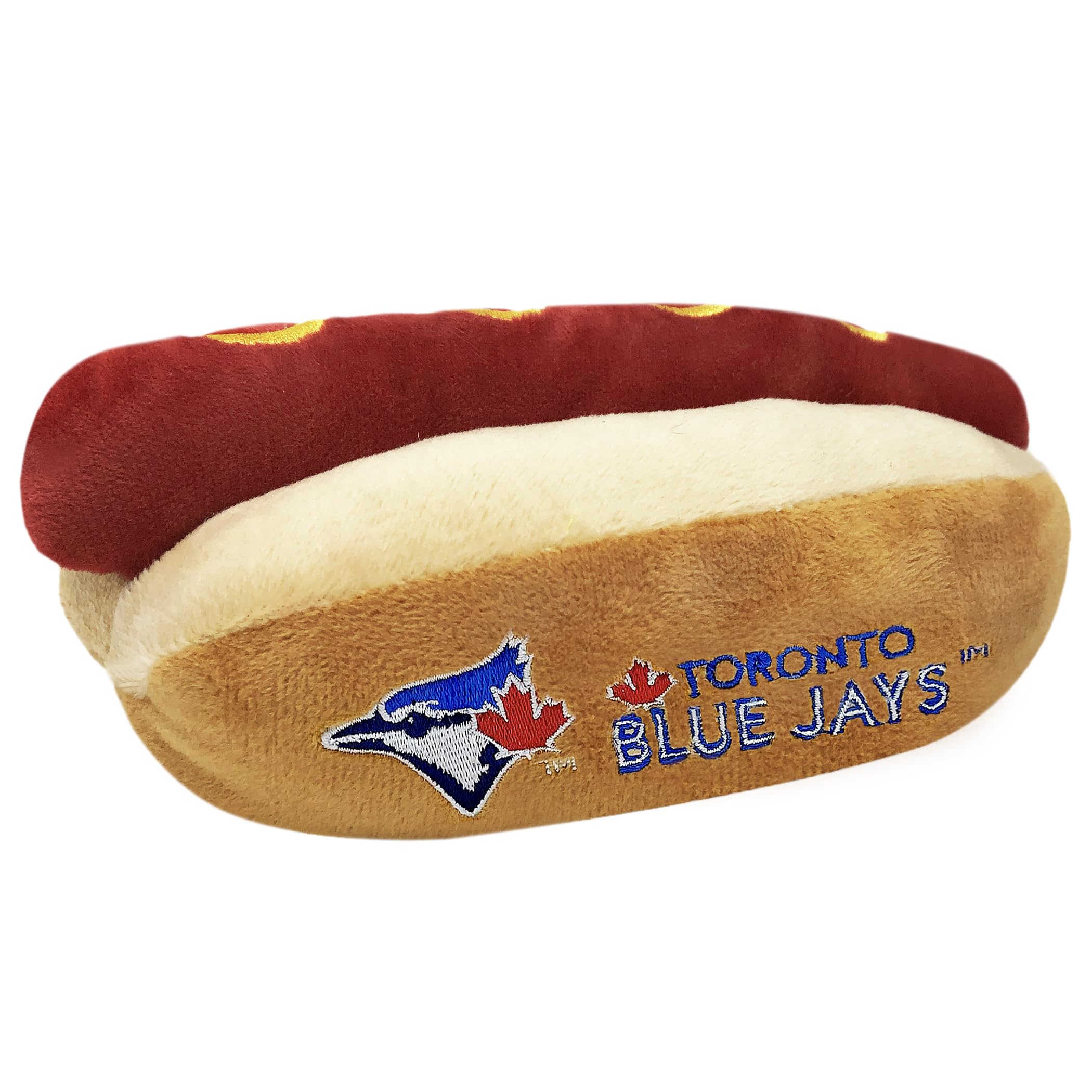 Mlb Toronto Blue Jays Plush Dog Toys - Stadium Theme Snacks - Cutest Plush Hot-Dog Toy For Dogs & Cats With Inner Squeaker & Pre