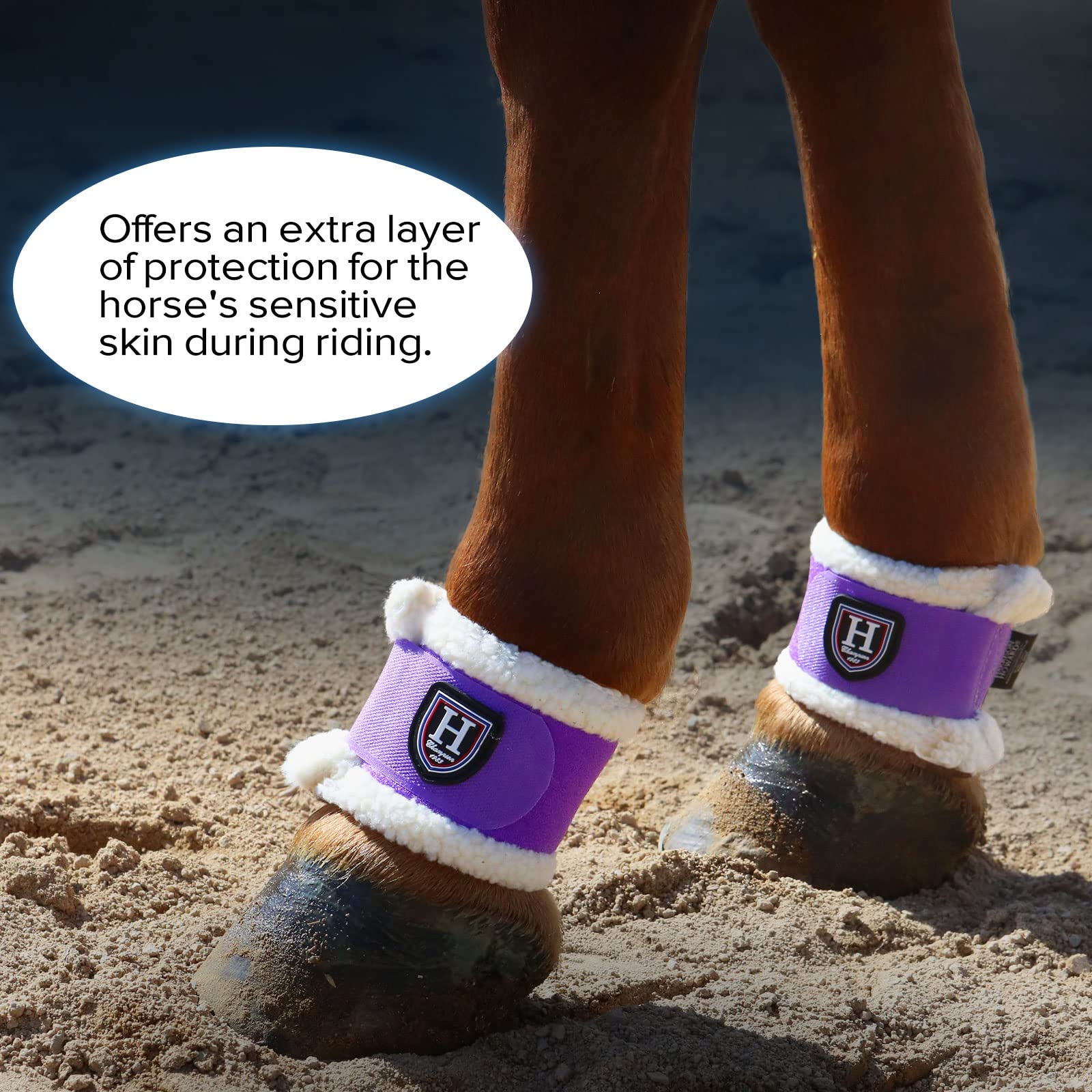 Harrison Howard Essential Premium Horse Pastern Wraps with Berber Fleece Lining Sold in Pairs Purple